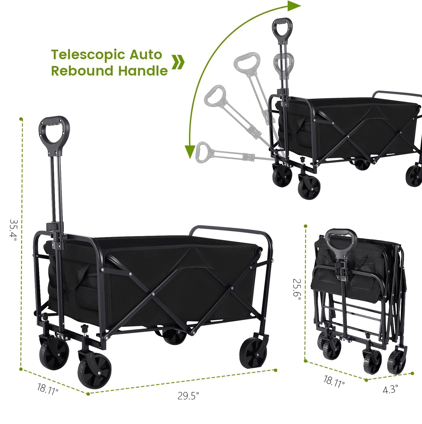 Heavy Duty Foldable Wagon Cart For Groceries And Beach With All Terrain Wheels