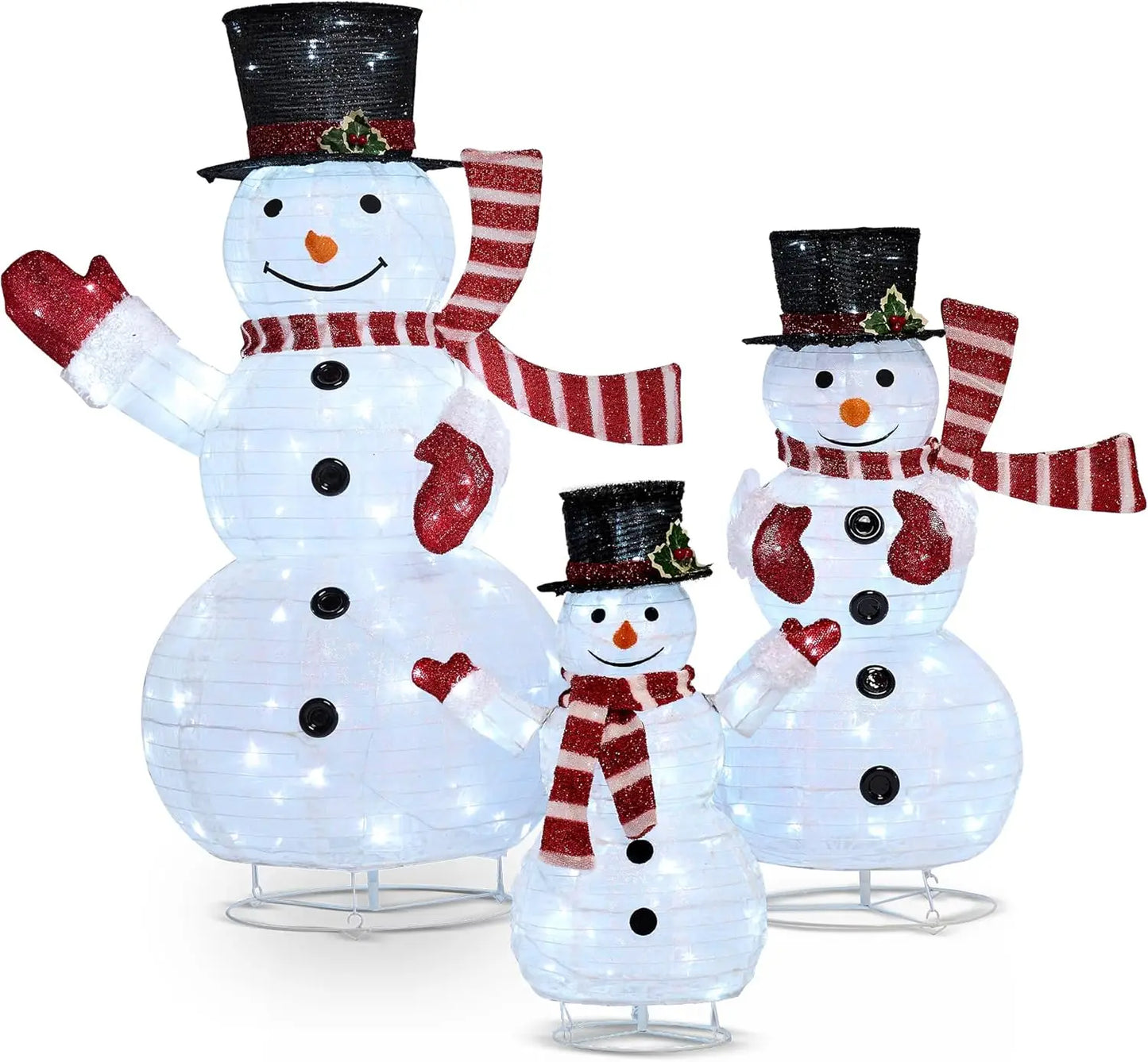 Joyfy 3 Piece 3D Christmas Snowman Yard Lights Outdoor Decor