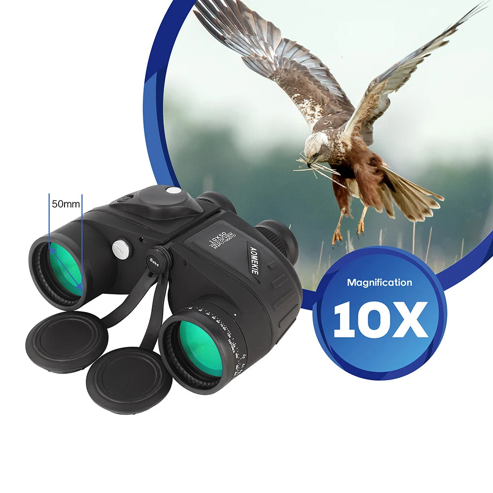Marine Waterproof Binoculars Rangefinder Compass BAK4 FMC Lenses