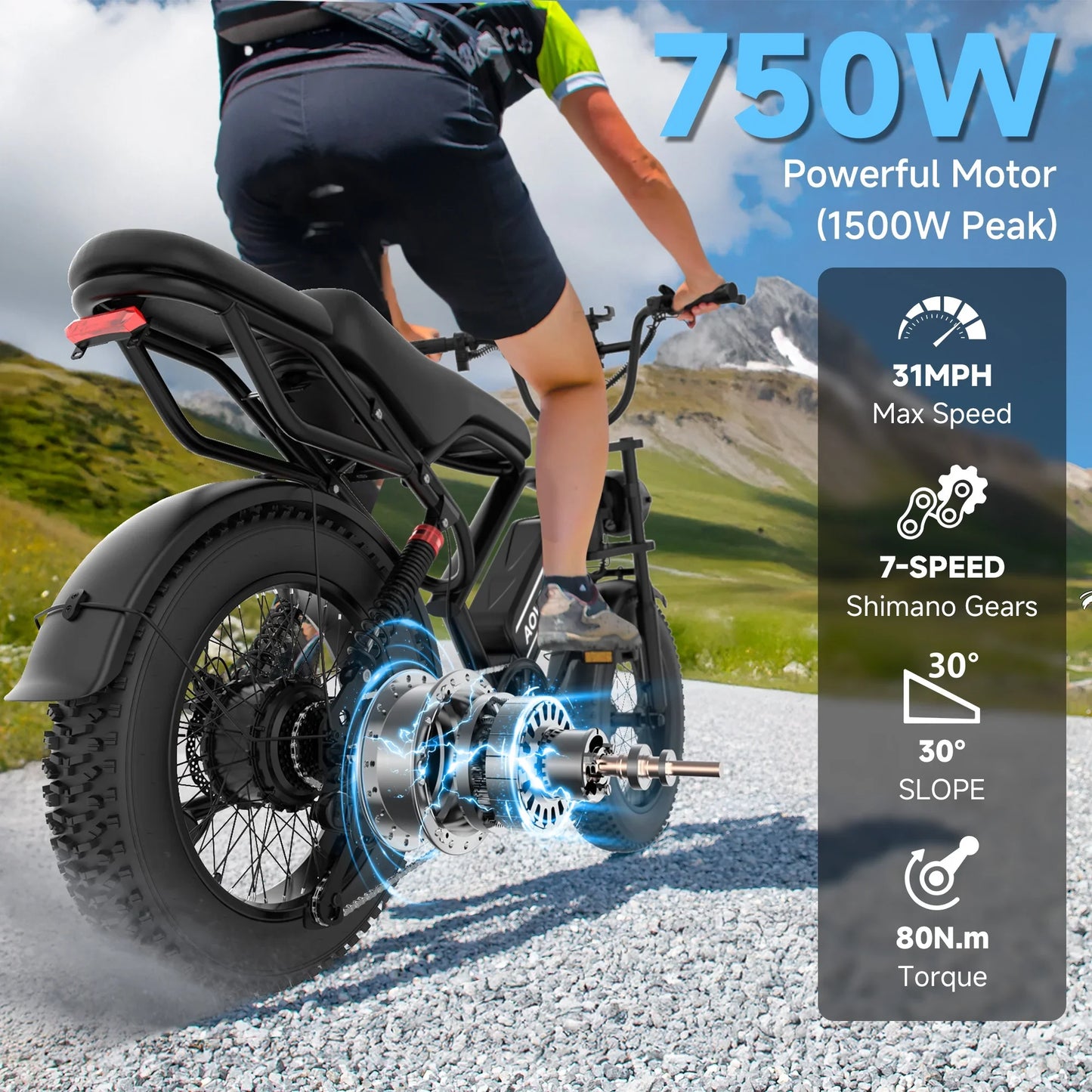 AOVOPRO AP20 Electric Bike 1500W Fat Tire