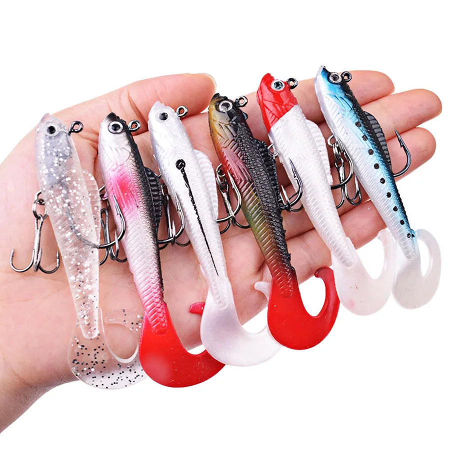 Six Piece Wobblers Soft Silicone Baits For Sea Bass