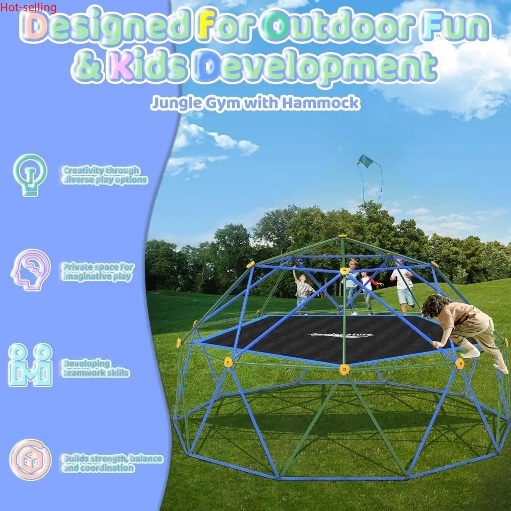 Wooden Outdoor Dome Climber With Hammock For Kids Garden Playset