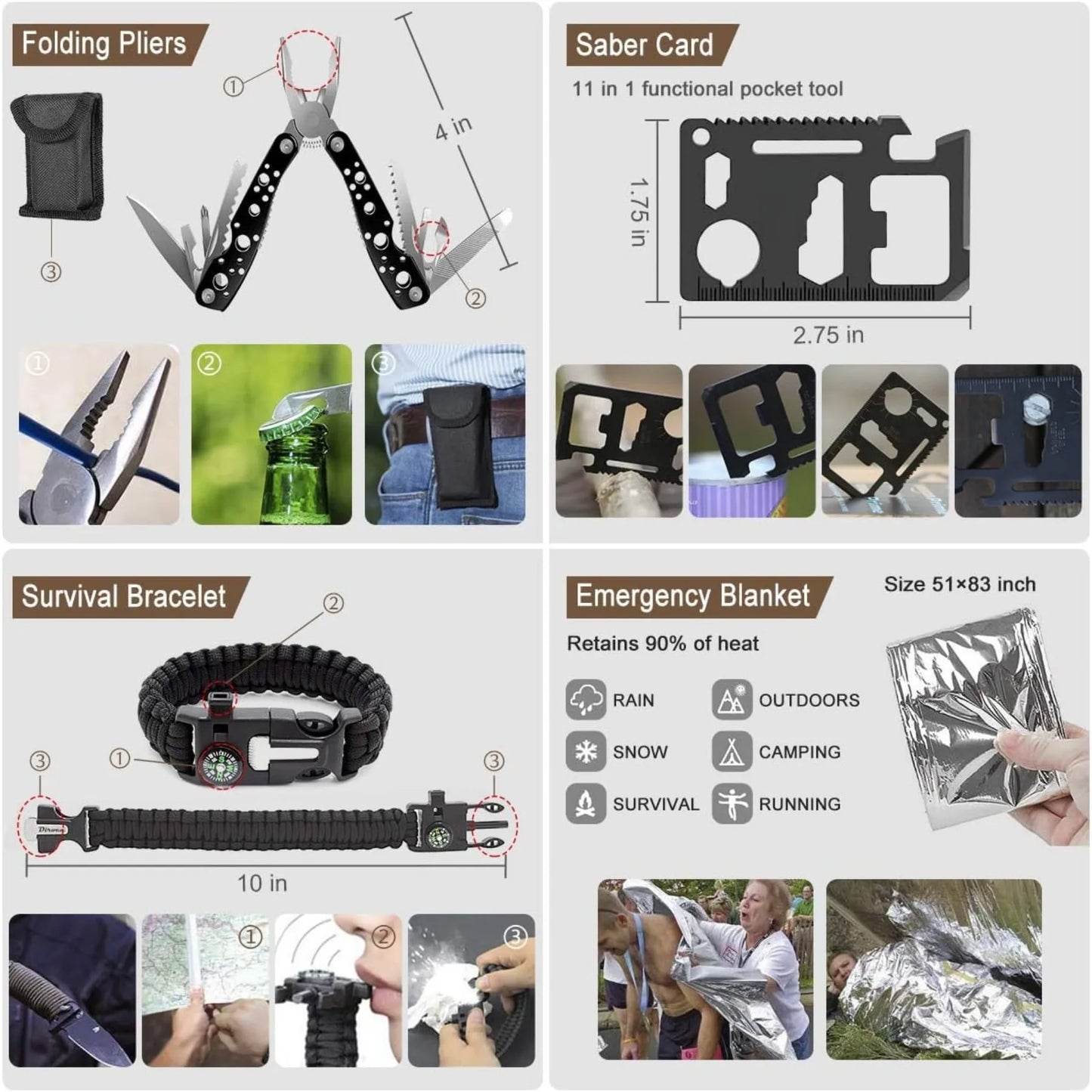 238 Piece Emergency Survival Kit With MOLLE Pouch And Tent