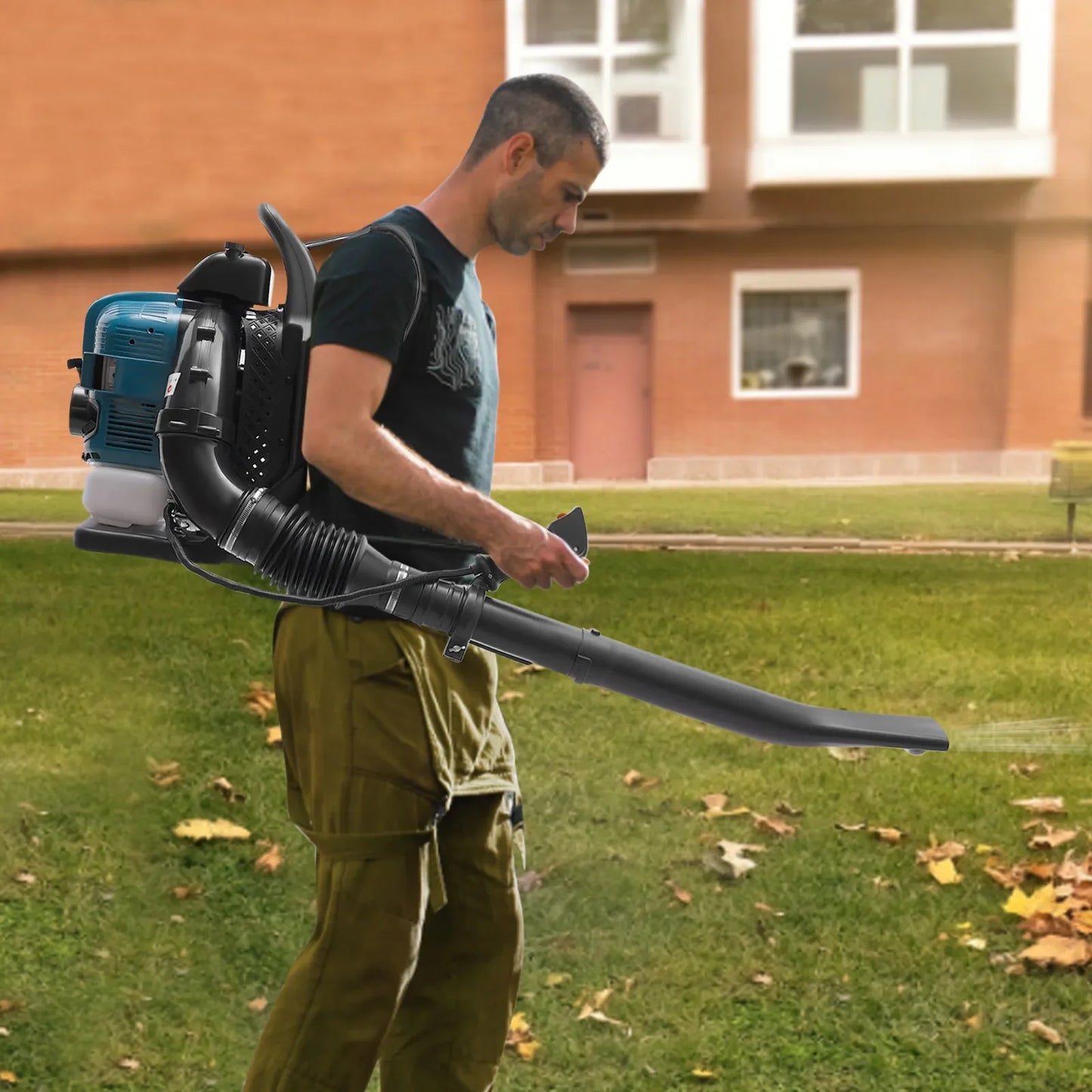 Backpack Gas Powered Leaf Blower 75.6cc With High Air Volume