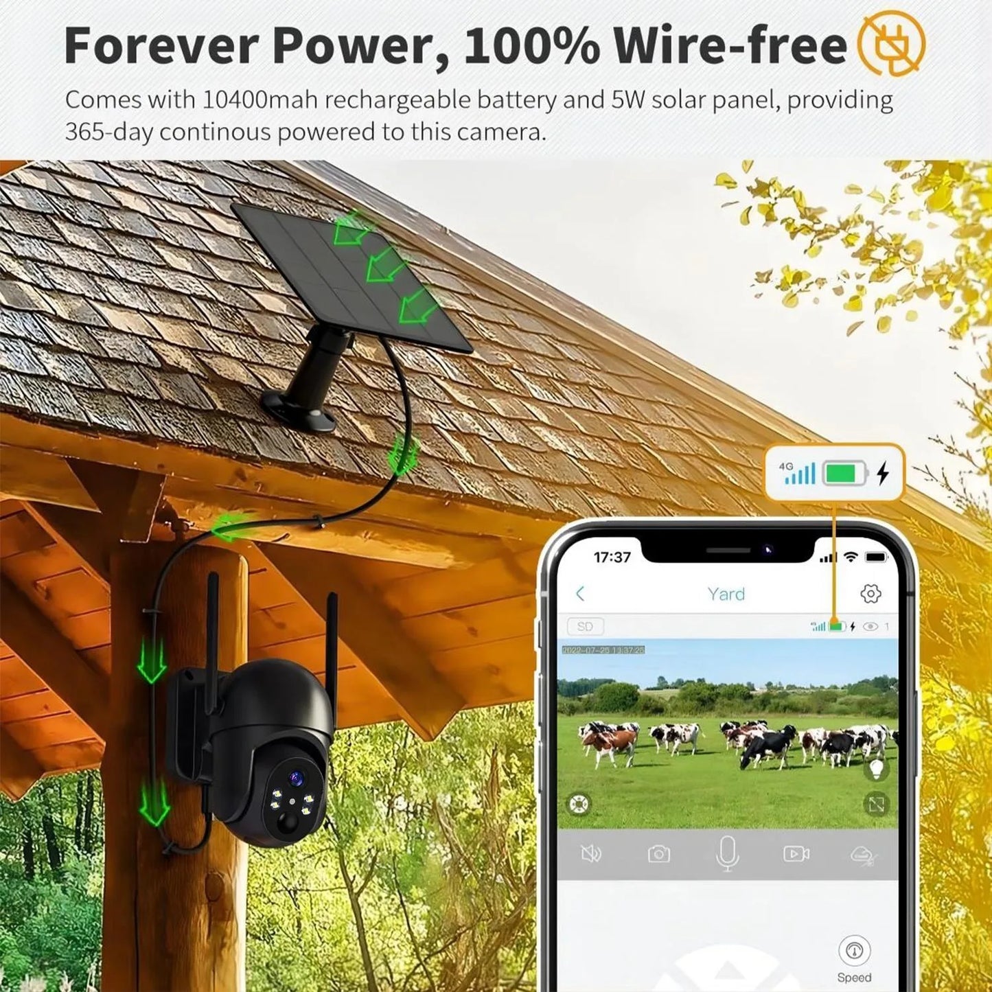 4G LTE Solar Outdoor Security Camera With Night Vision