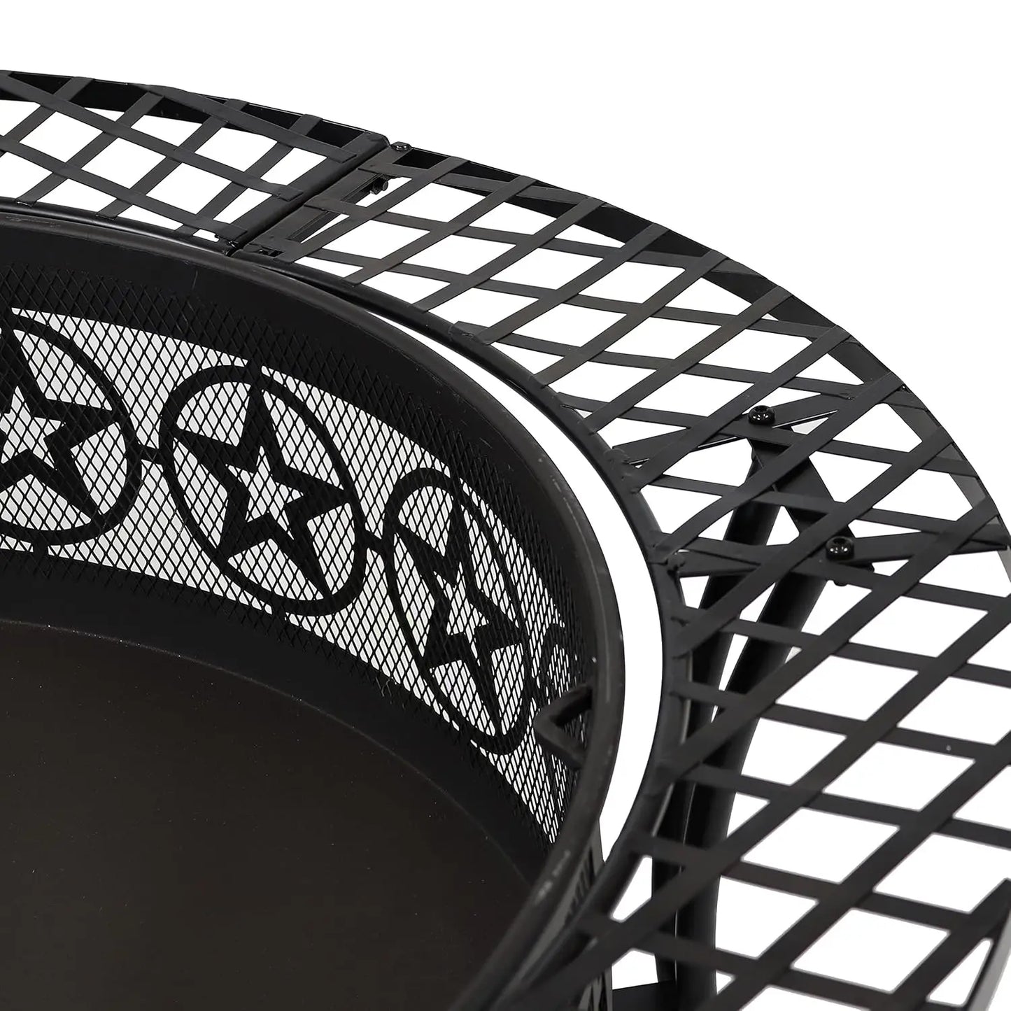 Steel Fire Pit Table With Spark Screen And Poker Outdoor