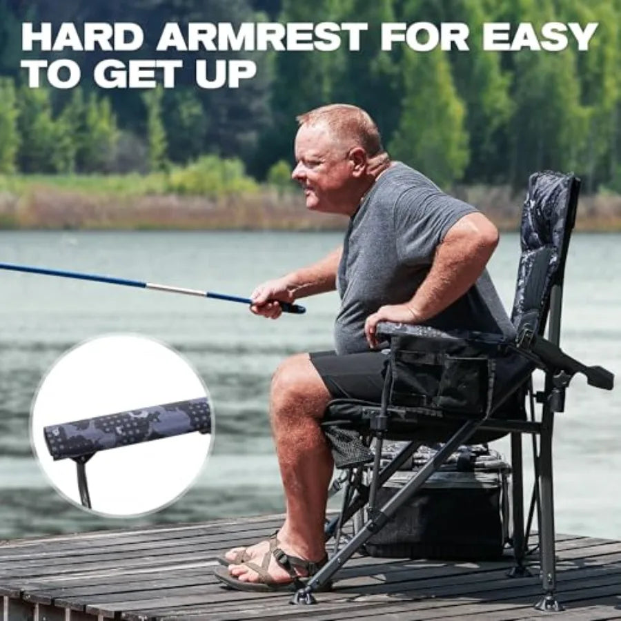 Oversized Folding Fishing Chair With Rod Holder And Cup Holder