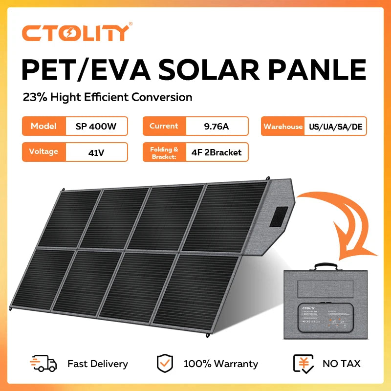 CTOLITY 400W Portable Foldable Solar Panel Kit For RV Camping