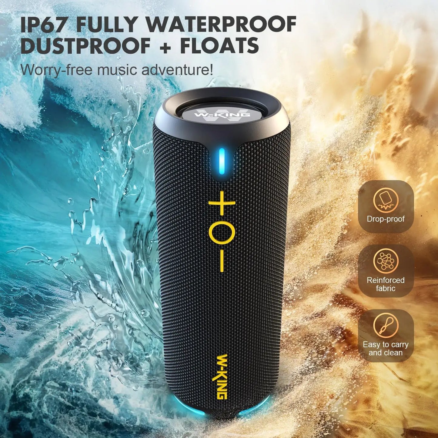 W-King 40W Portable Speaker IP67 Waterproof APP Control