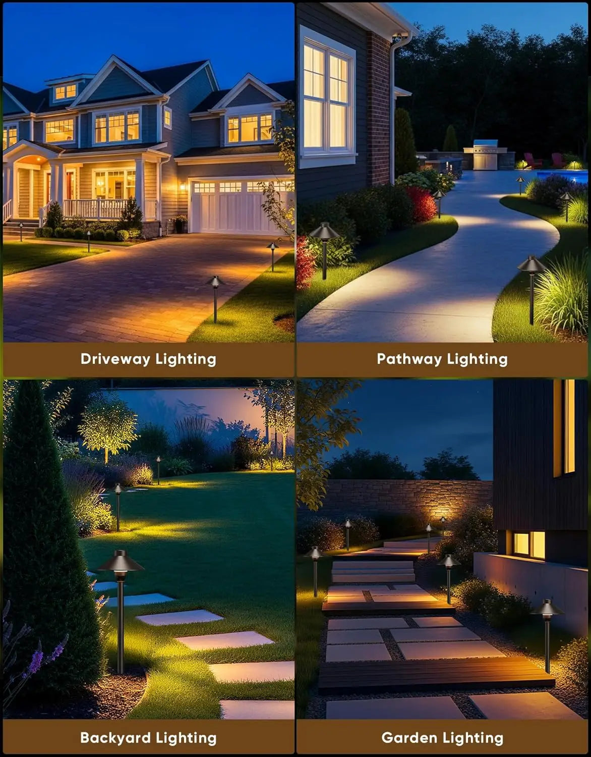 Six Pack Low Voltage Waterproof Pathway Lights Outdoor Aluminum Garden Walkway
