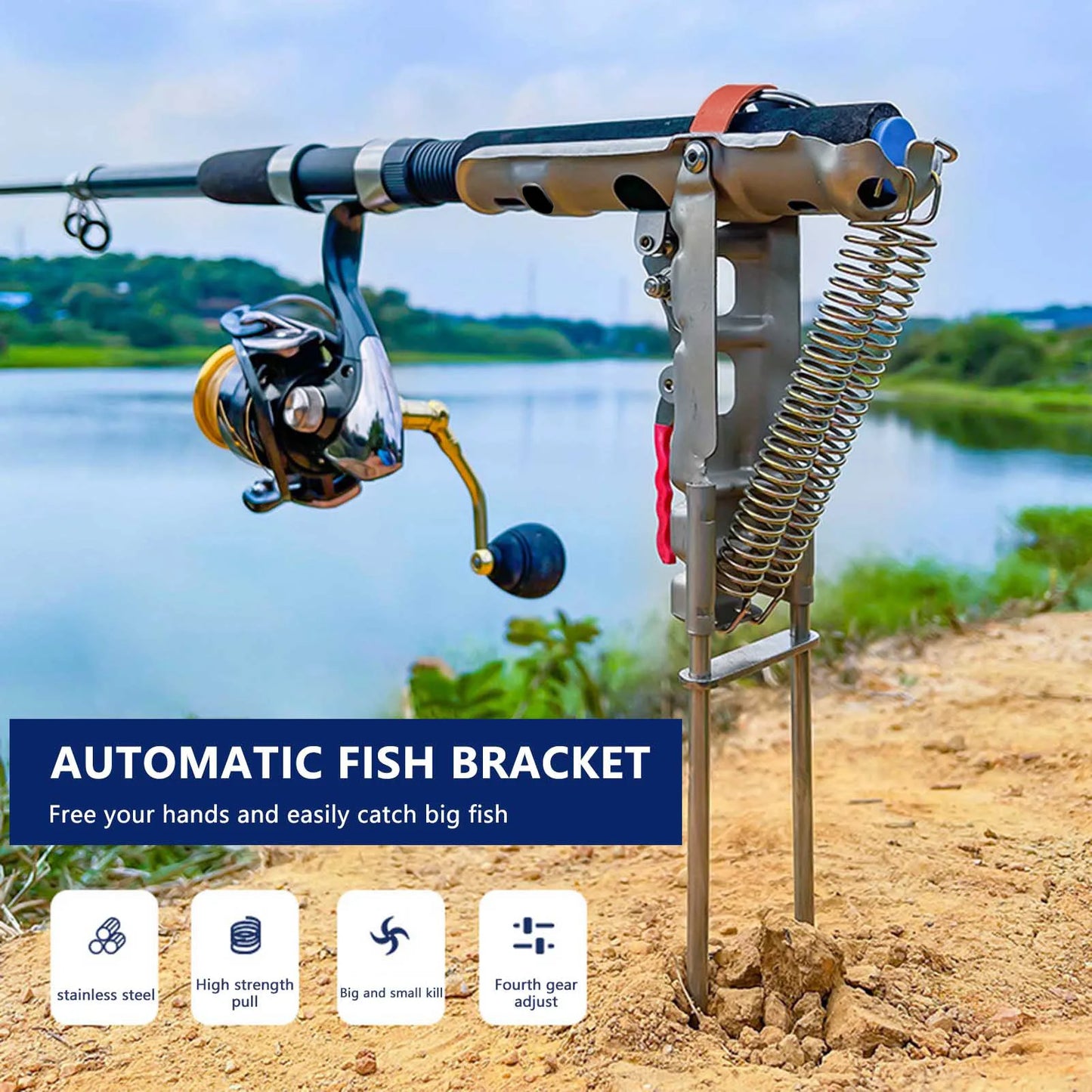 Automatic Fishing Rod Bracket Holder Stainless Steel Pole Stand