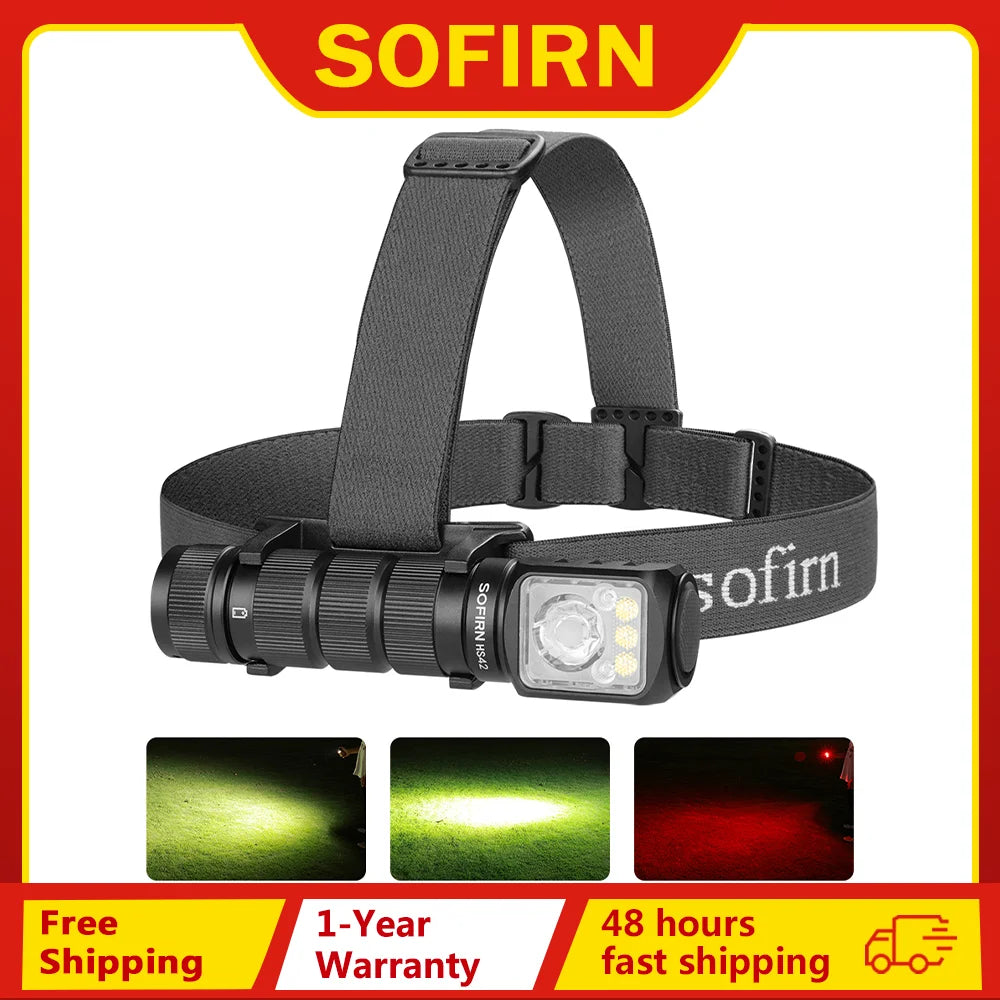 Sofirn HS42 2100lm USB C Rechargeable Headlamp For Camping