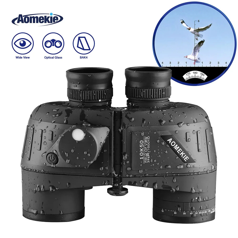 Marine Waterproof Binoculars Rangefinder Compass BAK4 FMC Lenses
