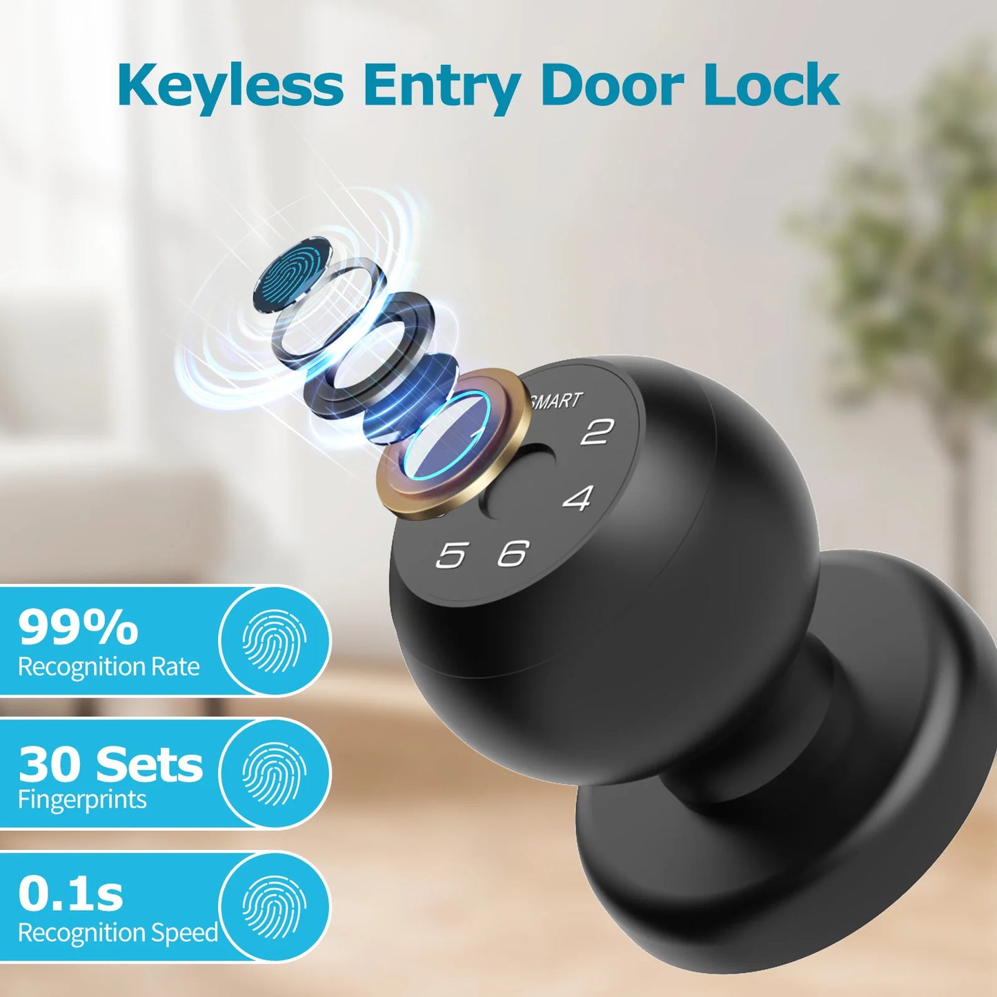 Viladepot Ball Shaped Smart Lock Fingerprint App Keypad