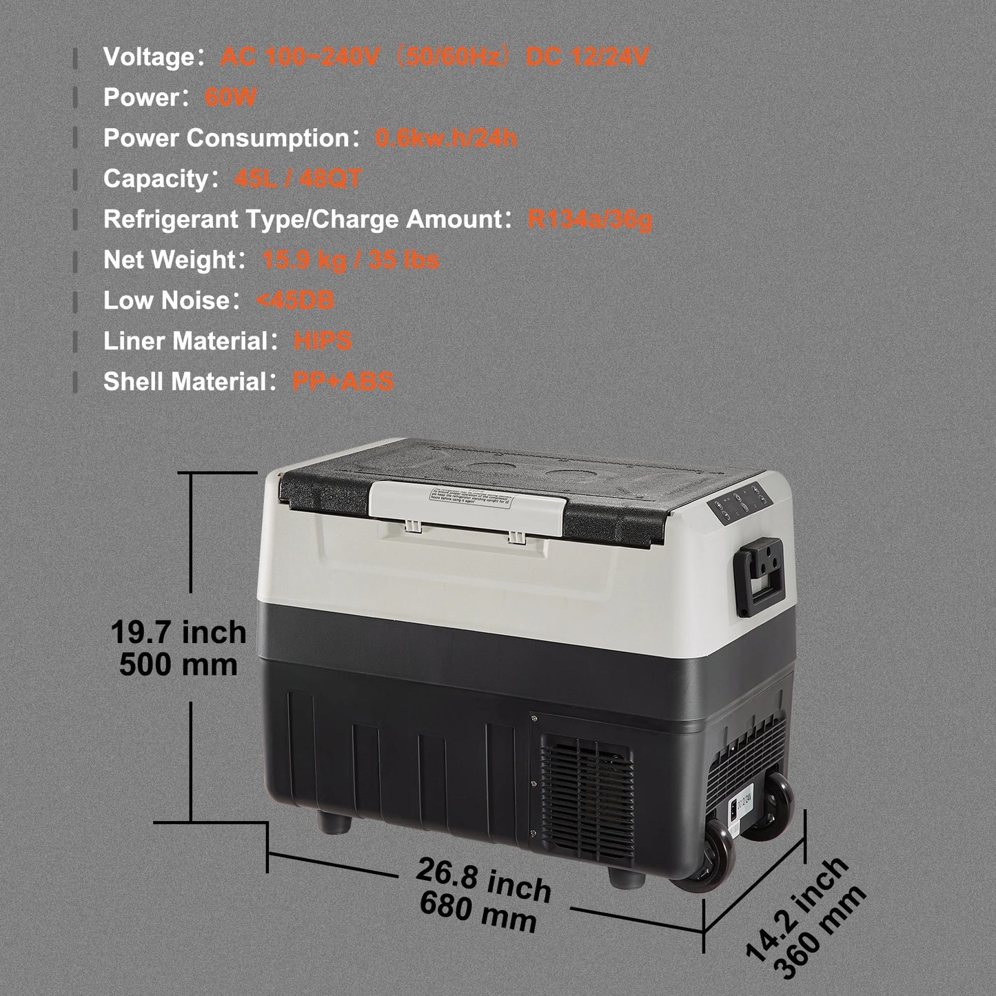 SucceBuy Portable Car Refrigerator With Wheel Compressor Freezer For Camping