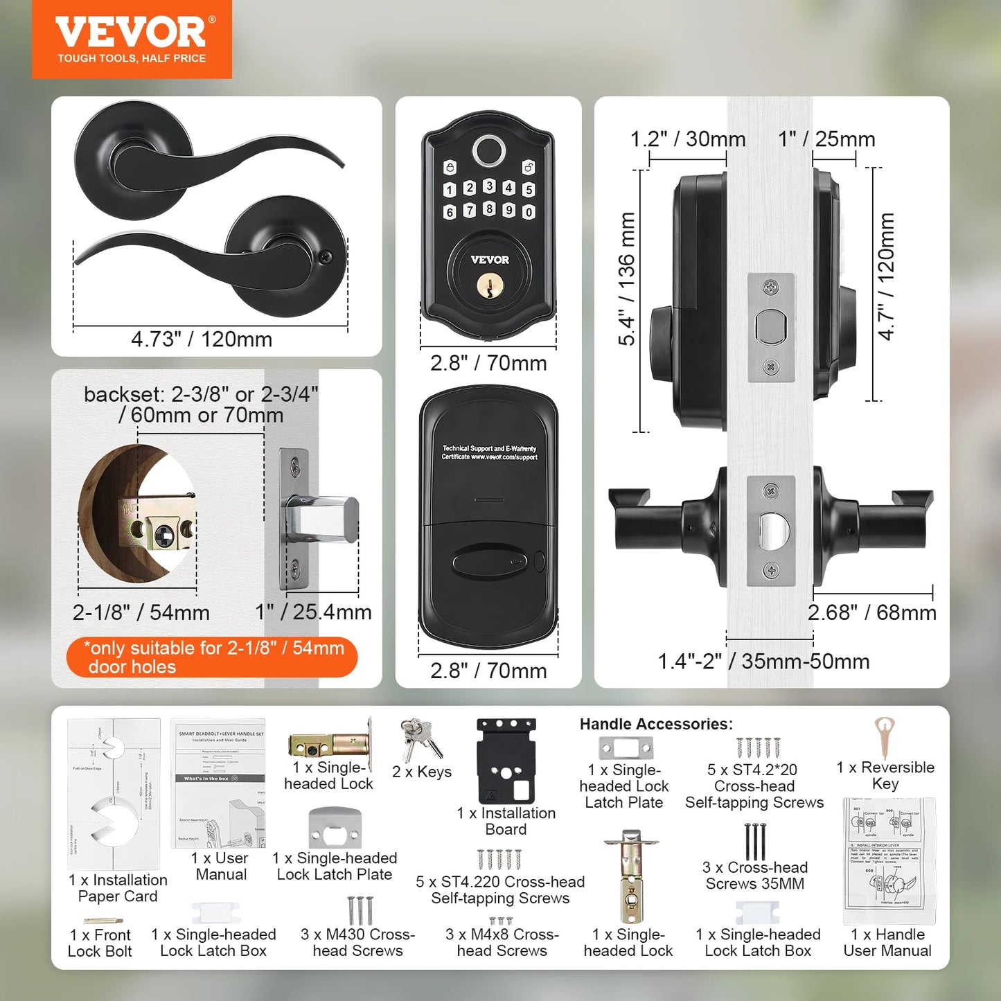 VEVOR Fingerprint Door Lock With Keyless Entry And Biometric Code