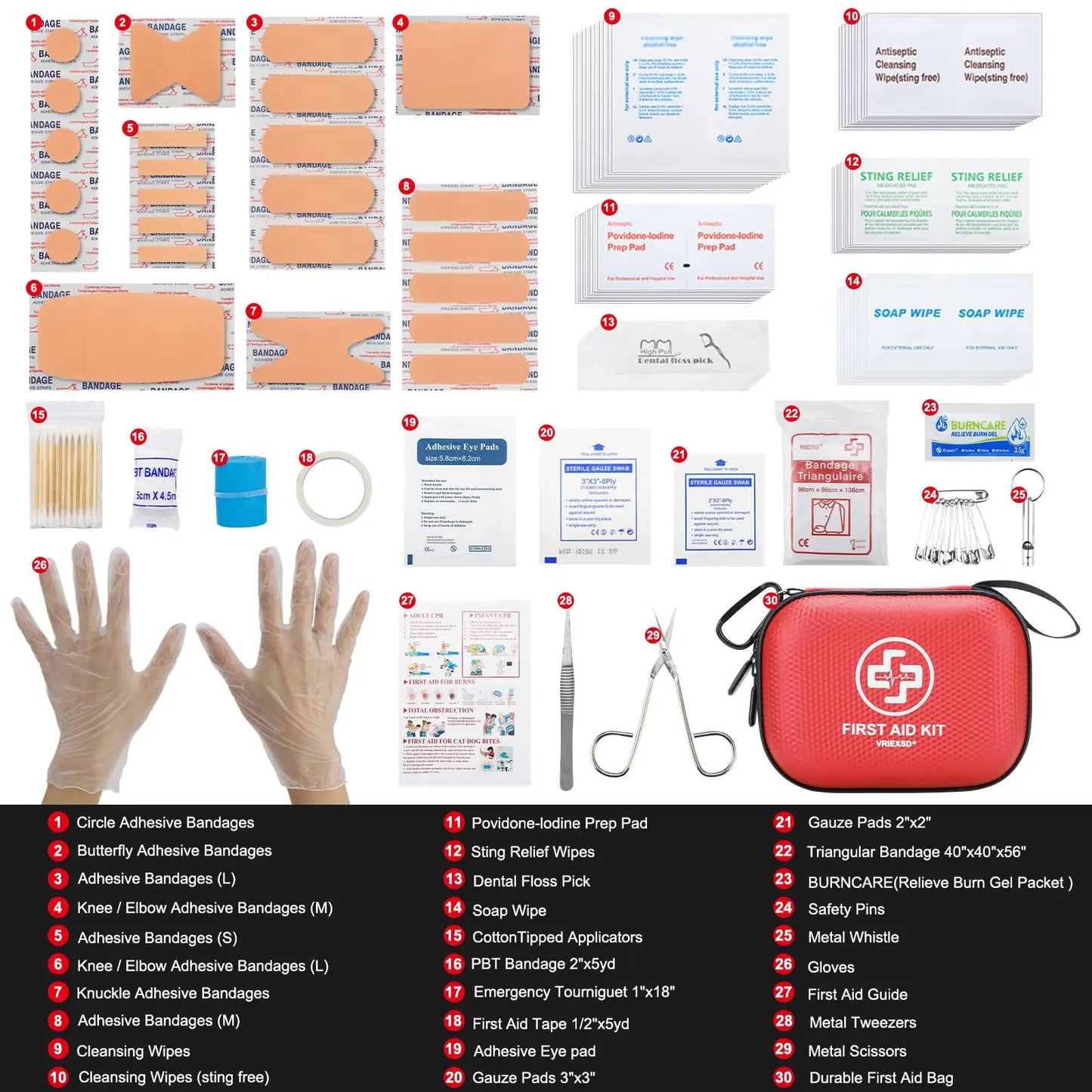 First Aid Kit 150 Piece Waterproof Hard Shell For Home Car Travel