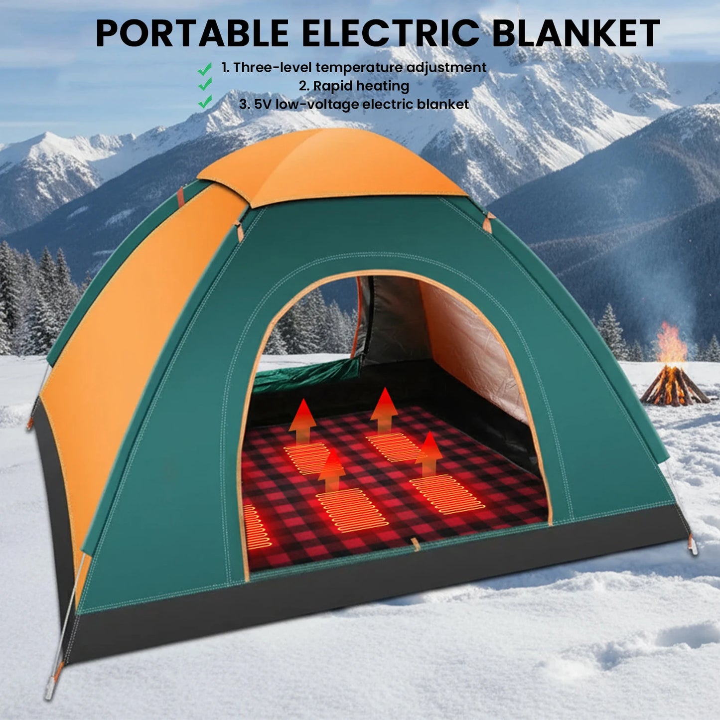 Winter Camping Electric Heating Sleeping Pad Three USB Temperature Settings