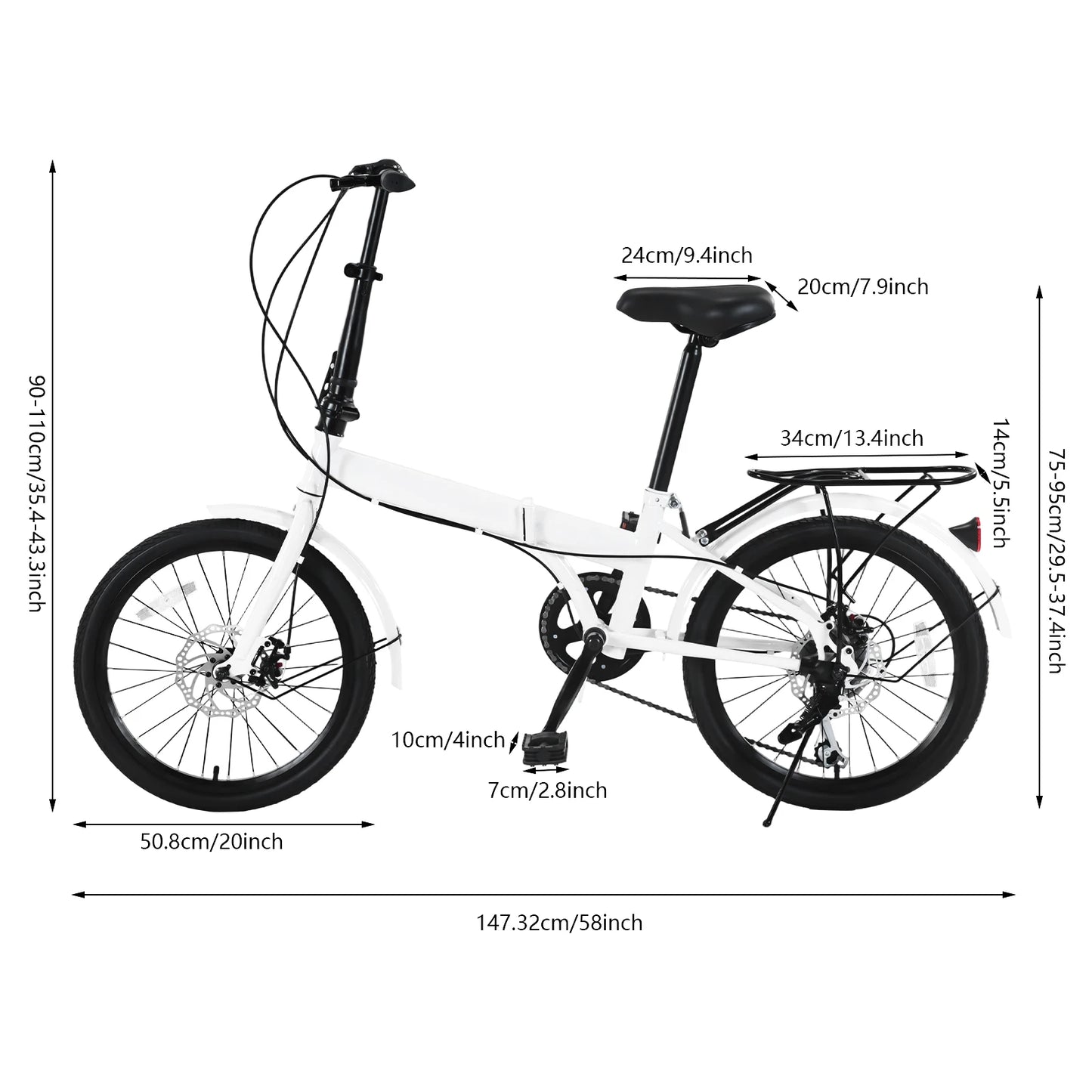 Adult Foldable Bicycle Disc Brake With 7 Speed Gears