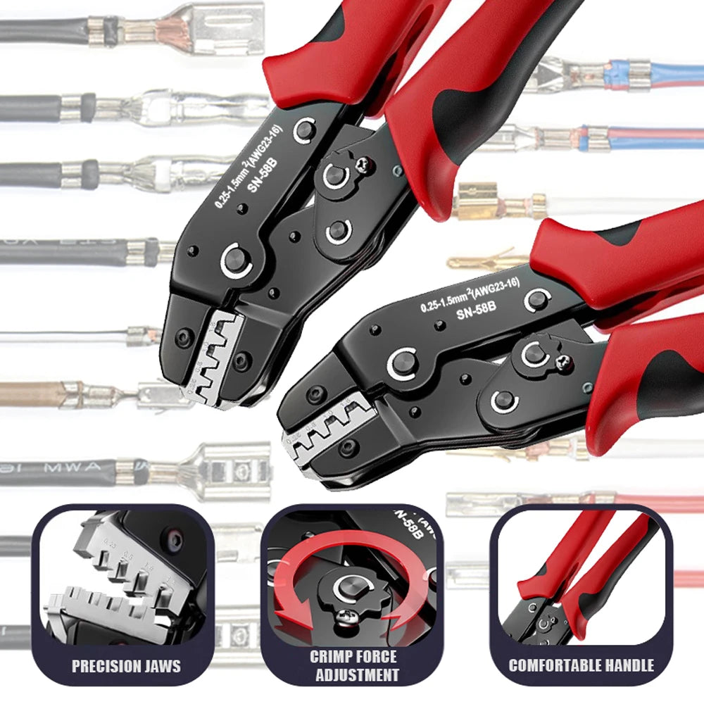 Ratcheting Crimping Tool Set for Dupont JST Open Barrel Connectors