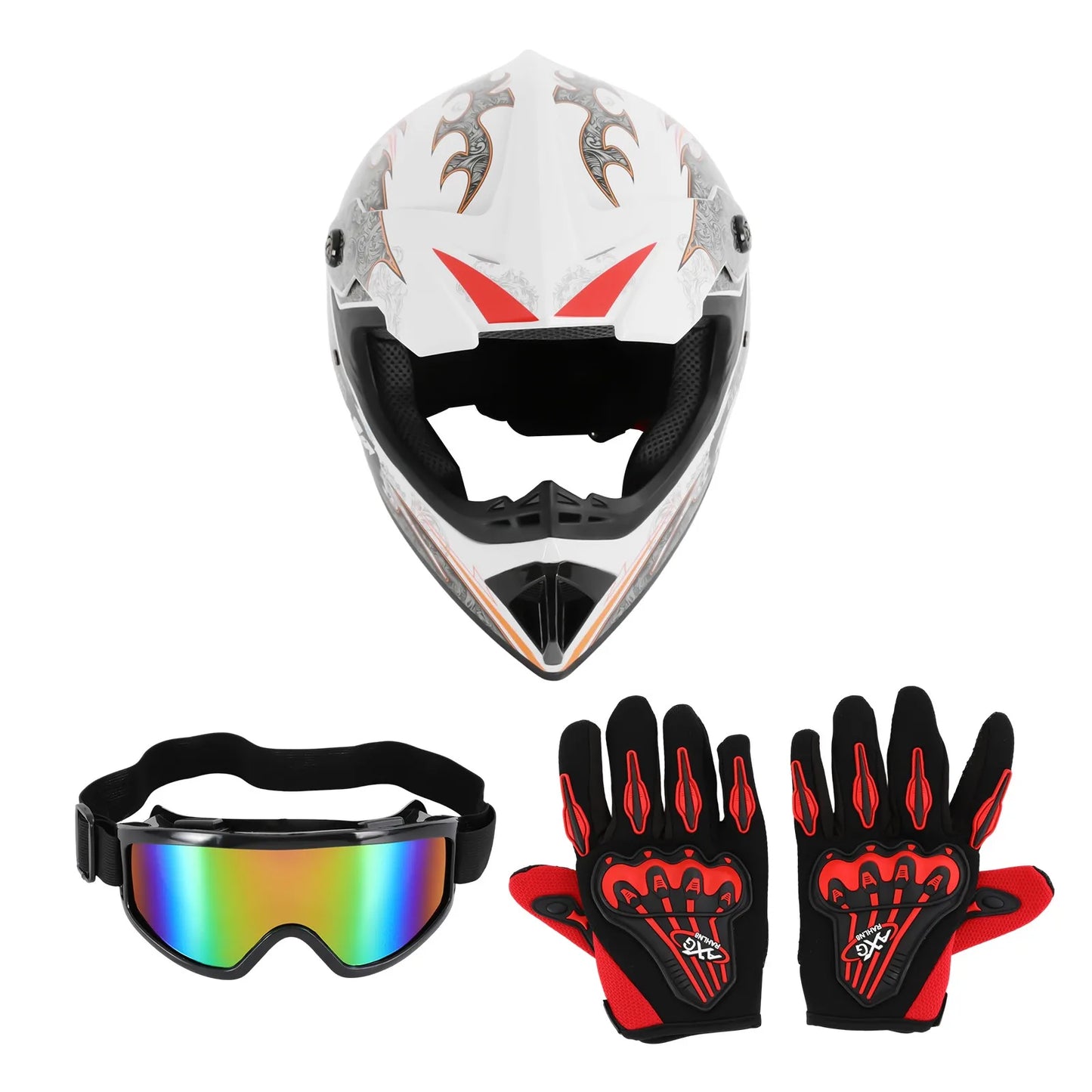Nonecn Off Road Dirt Bike Helmet Goggles Gloves Set