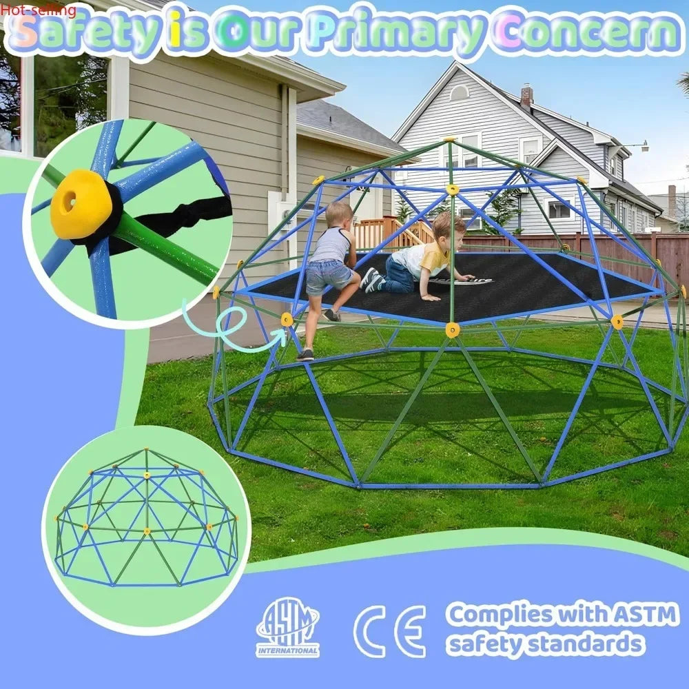 Wooden Outdoor Dome Climber With Hammock For Kids Garden Playset