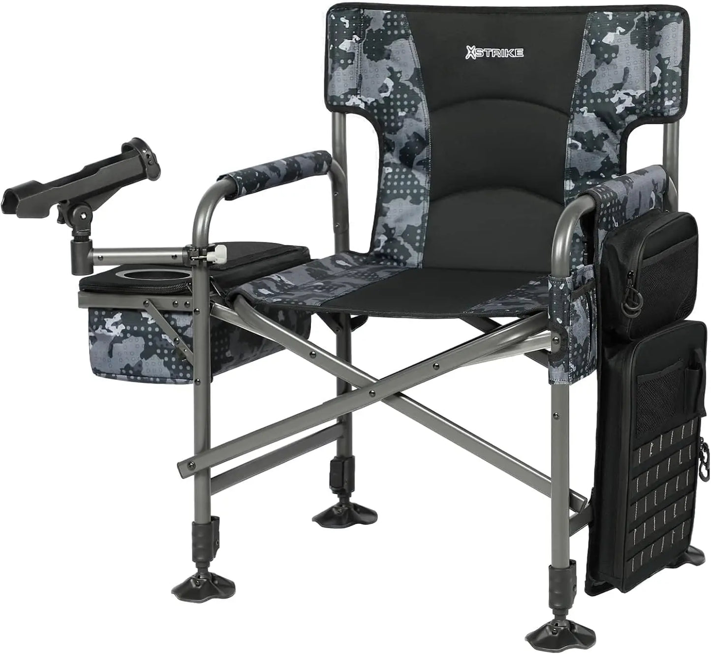 Folding Fishing Chair With Rod Holder And Adjustable Legs