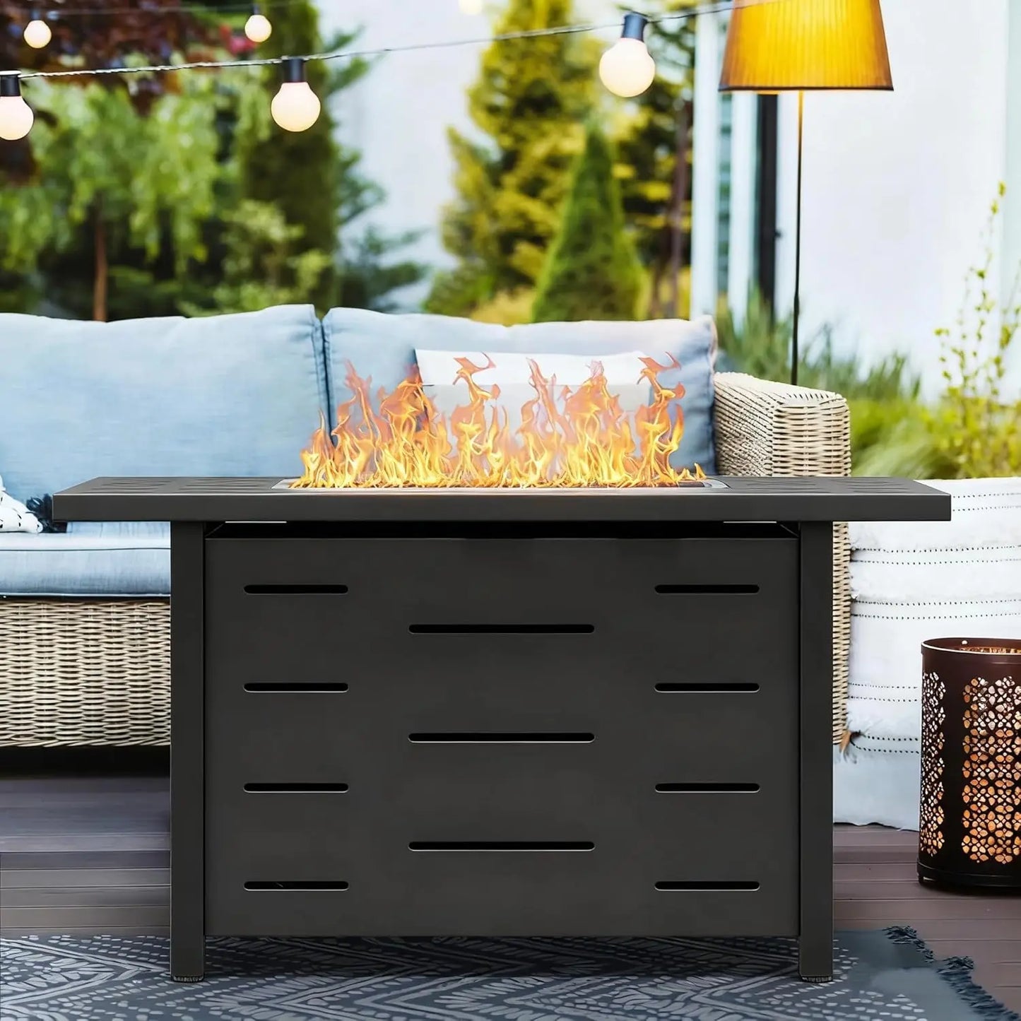 Propane Fire Pit Table Stainless Steel Outdoor Patio 50000 BTU
