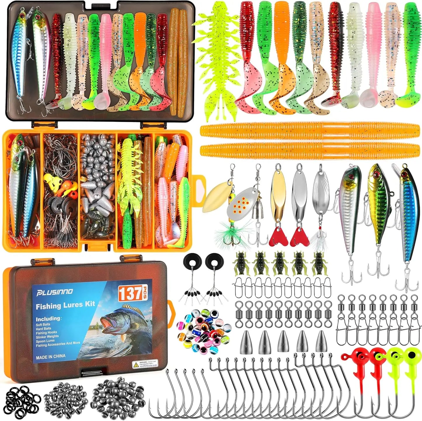 137 Piece Fishing Tackle Box With Lures And Accessories