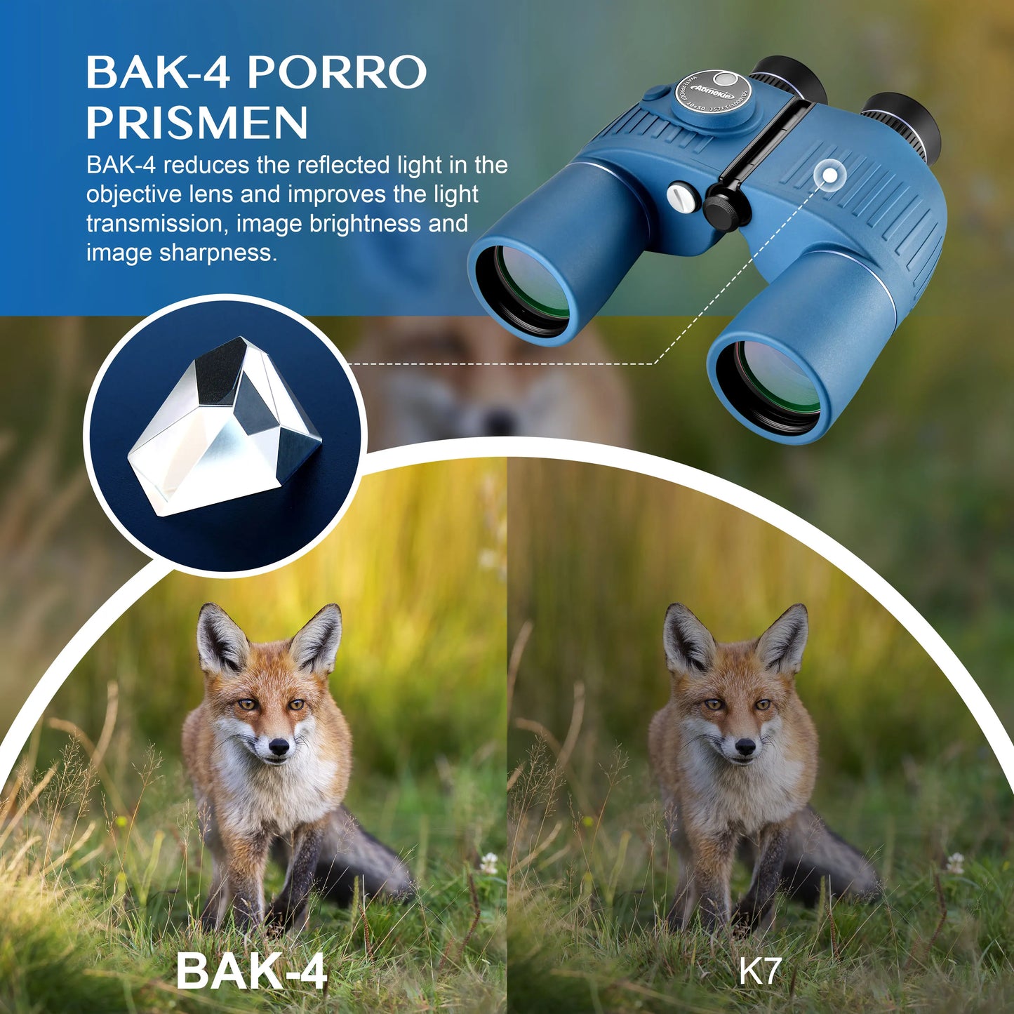 Marine Waterproof Binoculars With Illuminated Rangefinder and Compass