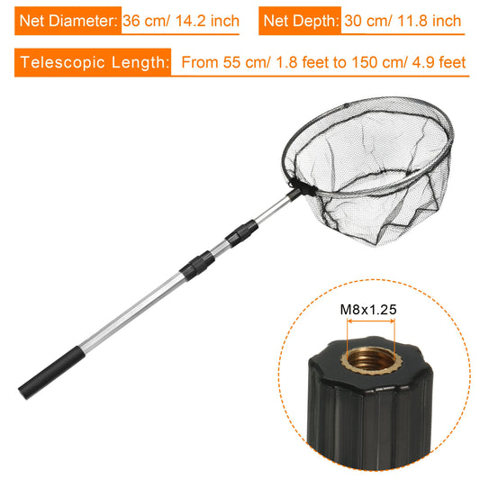 UXCELL Folding Fishing Net With Telescopic Round Aluminium Landing Pole