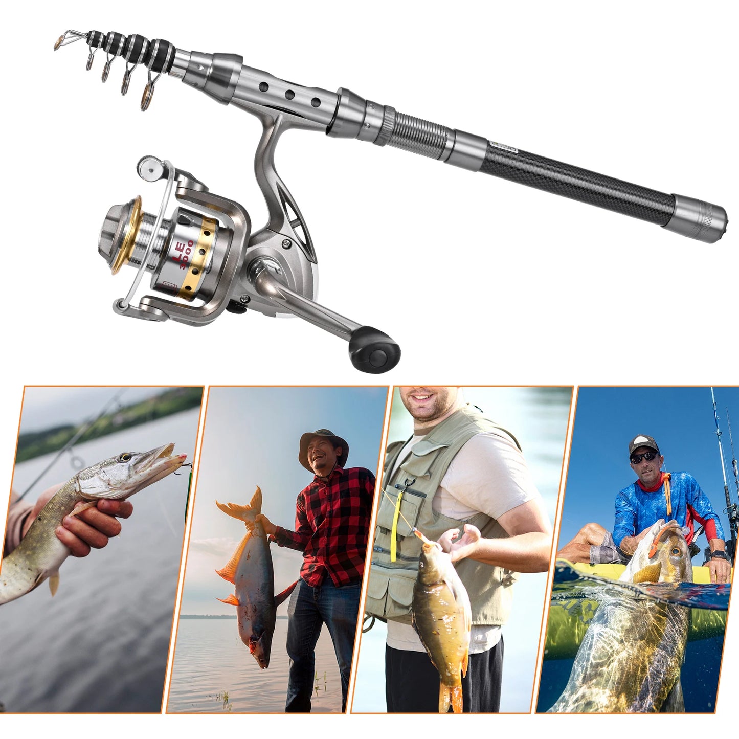Telescopic Fishing Rod And Reel Combo Set Carbon Fiber Portable