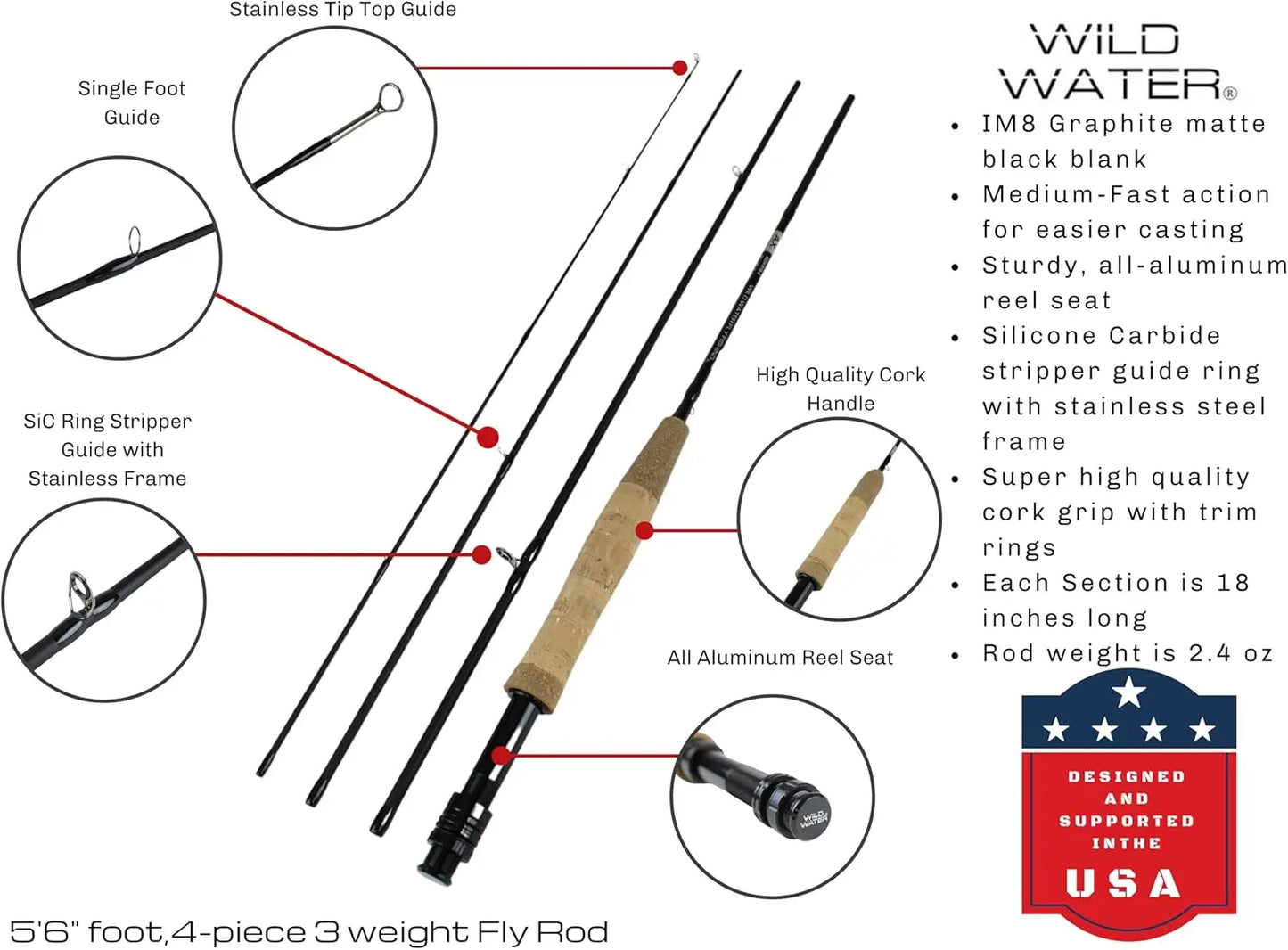 Graphite Fly Rod Combo With Die Cast Reel Flies Case