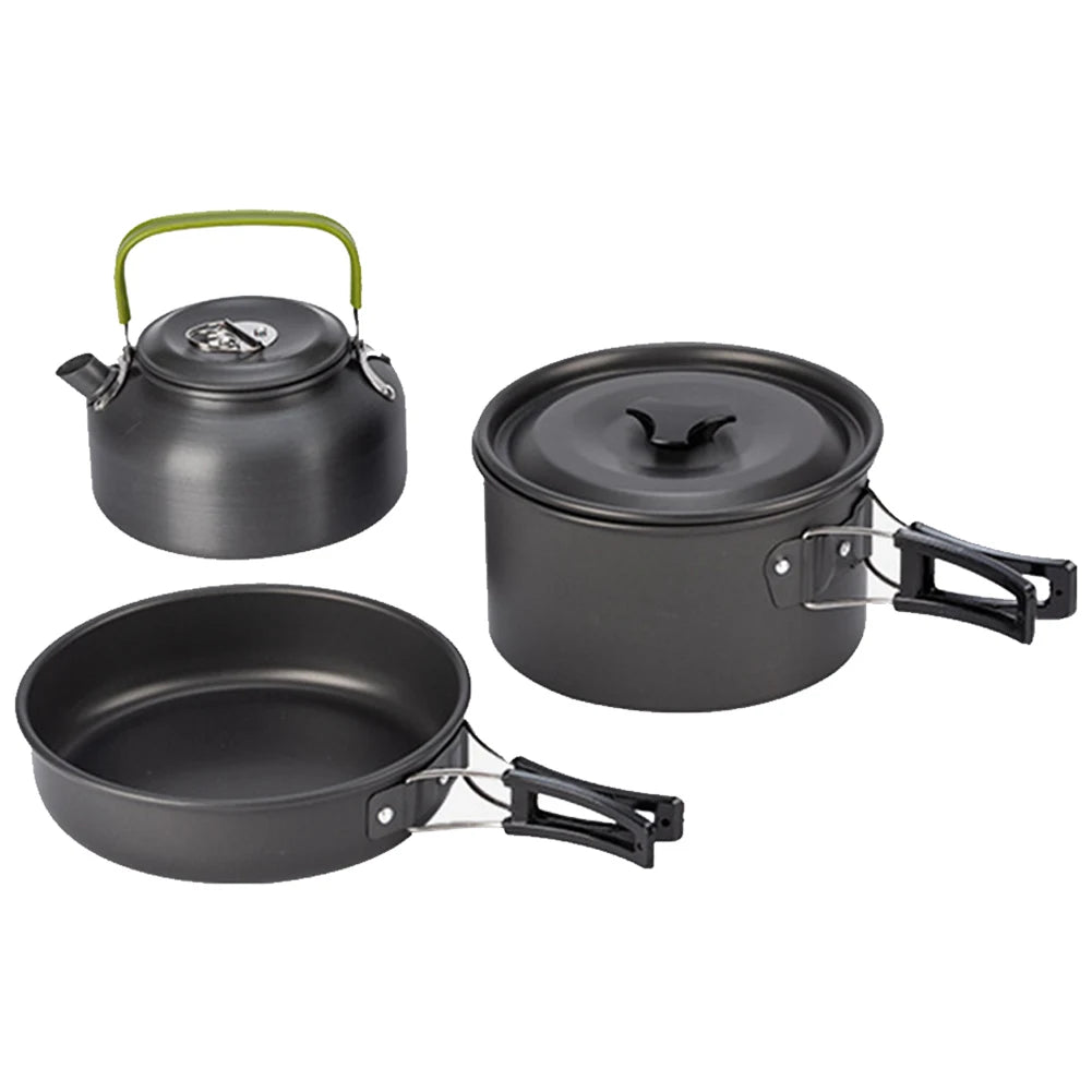 MOJOYCE Camping Cookware Set 3Pcs Pot Kettle With Mesh Bag