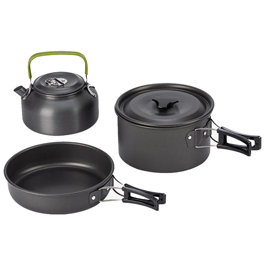 MOJOYCE Camping Cookware Set 3Pcs Pot Kettle With Mesh Bag