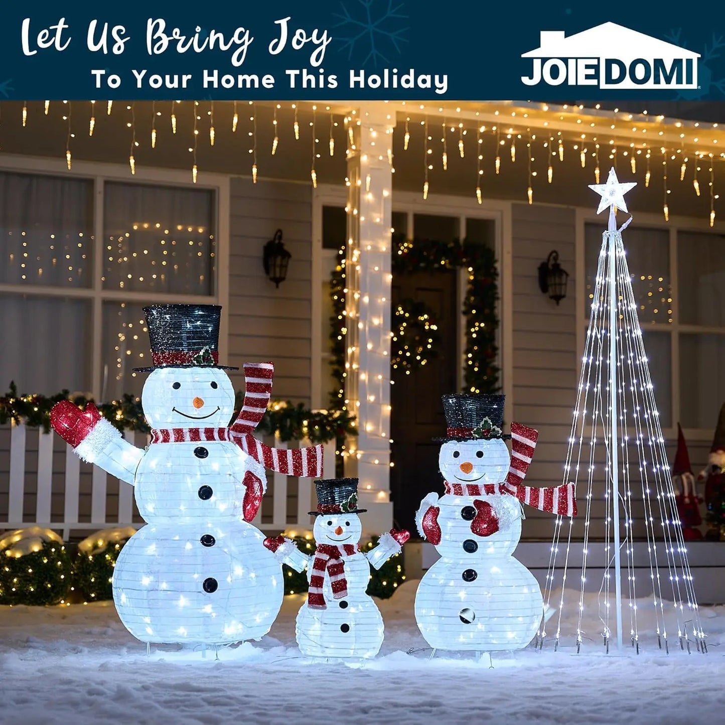 Joyfy 3 Piece 3D Christmas Snowman Yard Lights Outdoor Decor