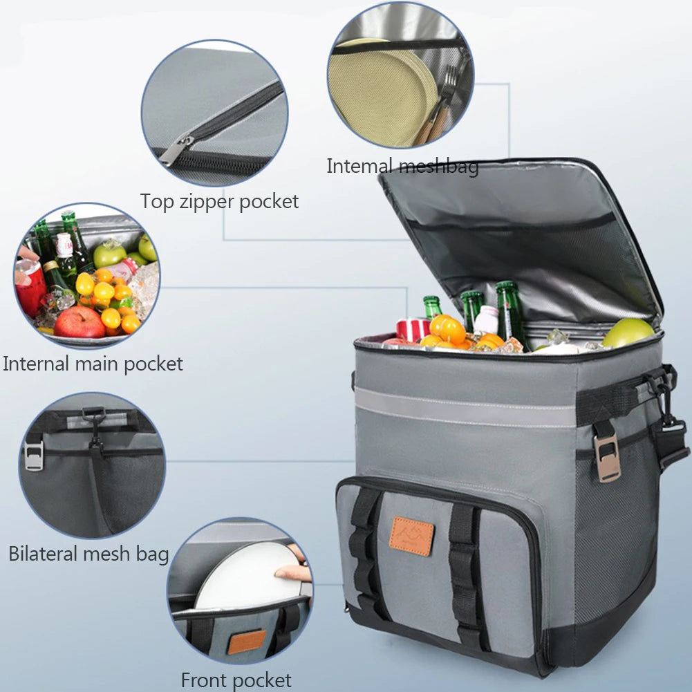 Insulated Rolling Cooler Bag For Outdoor Picnics And Barbecues