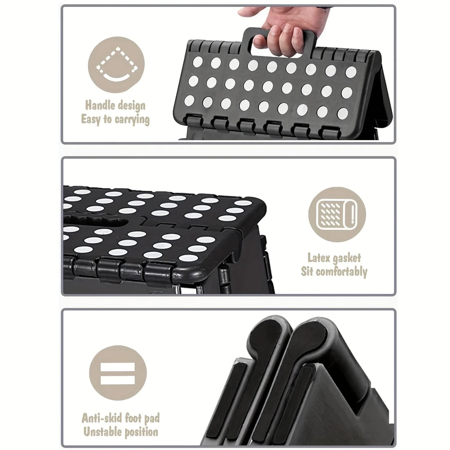 Foldable Portable Step Stool With Handle Heavy Duty Plastic