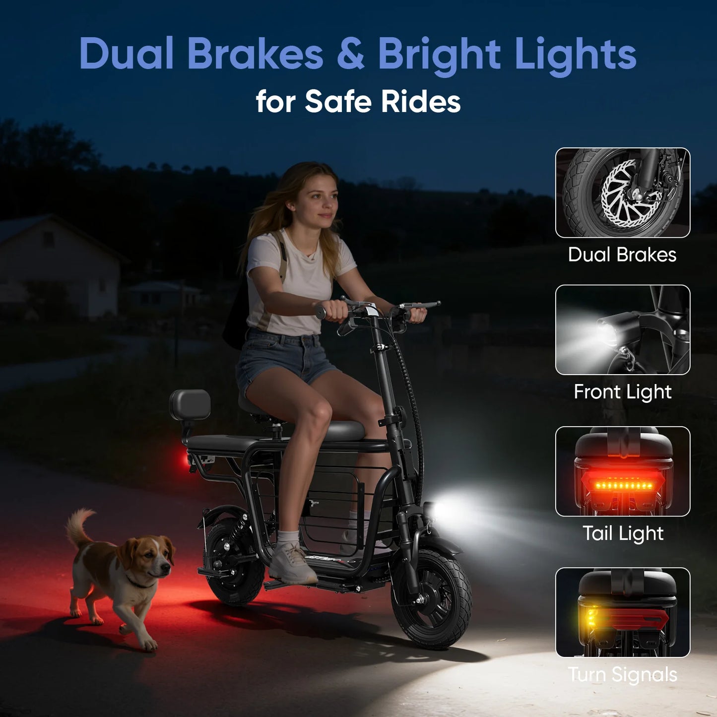 Eilleo Spacewalk 750W Electric Scooter For Adults With Pet Basket