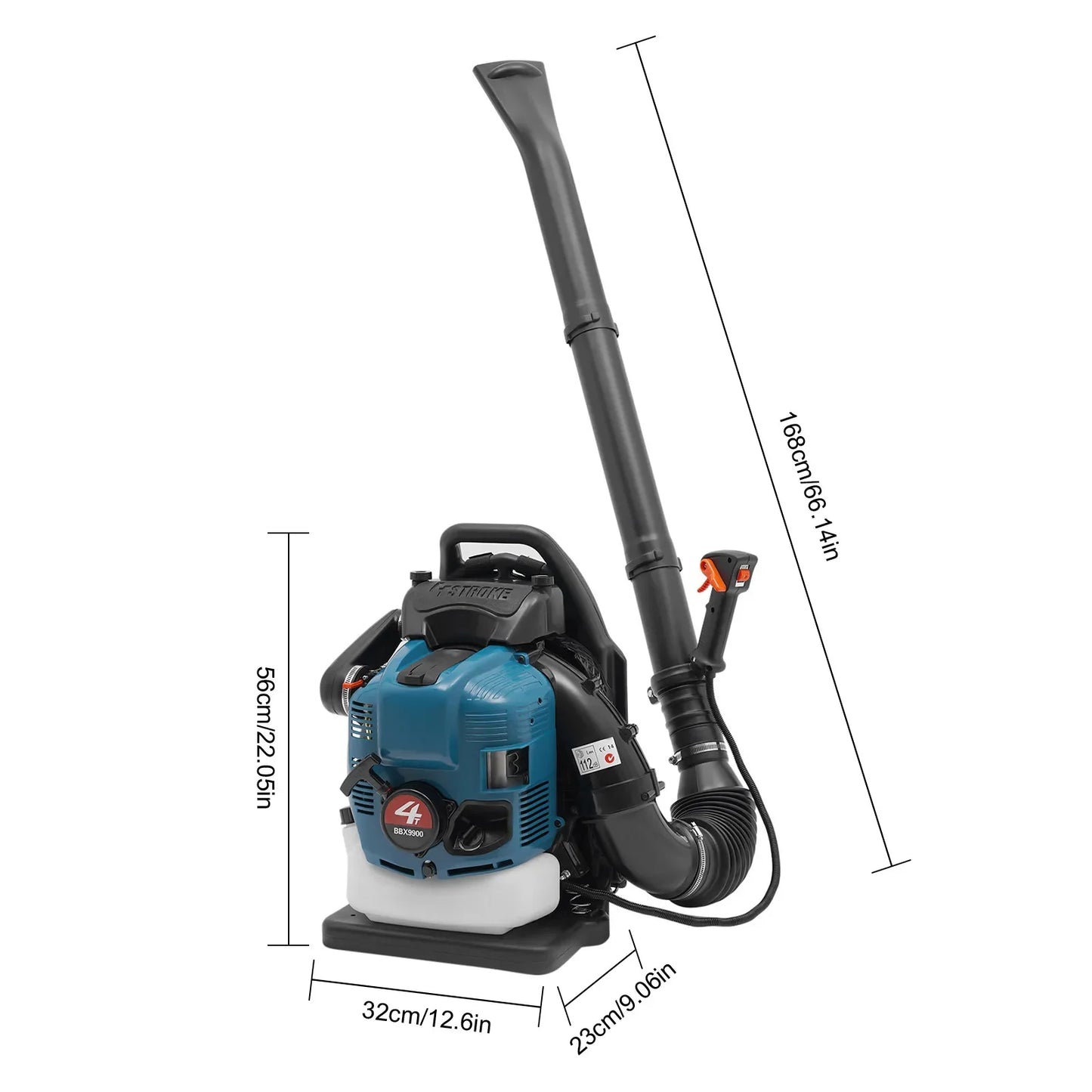 Backpack Gas Powered Leaf Blower 75.6cc With High Air Volume
