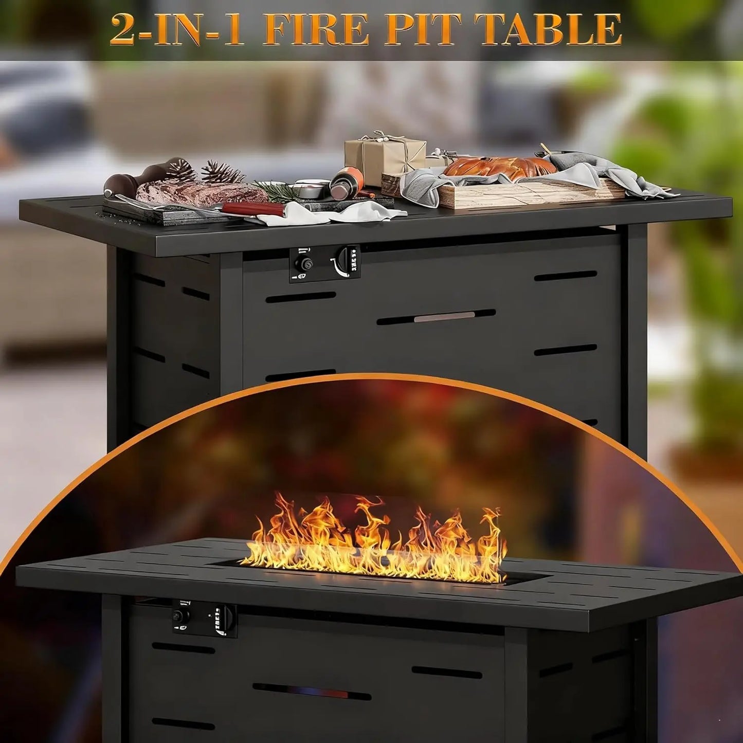 Propane Fire Pit Table Stainless Steel Outdoor Patio 50000 BTU