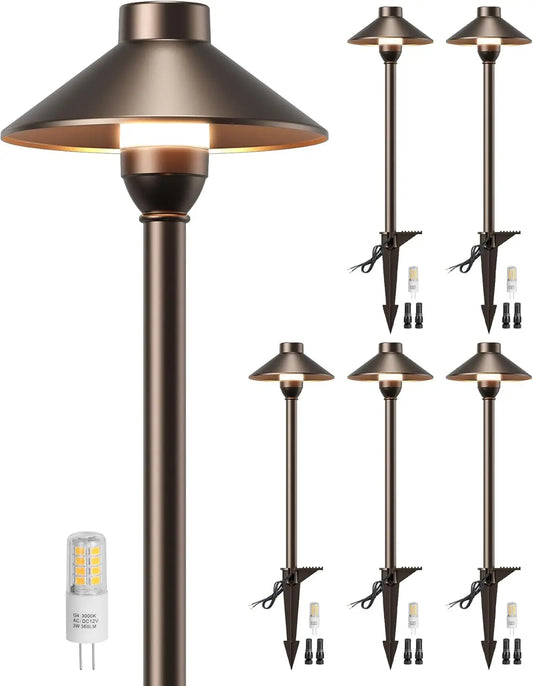 Six Pack Low Voltage Waterproof Pathway Lights Outdoor Aluminum Garden Walkway
