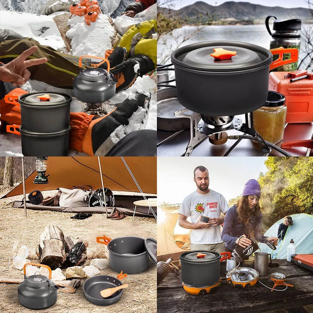 Portable Camping Cookware Set For Backpacking Pot And Pan Kit