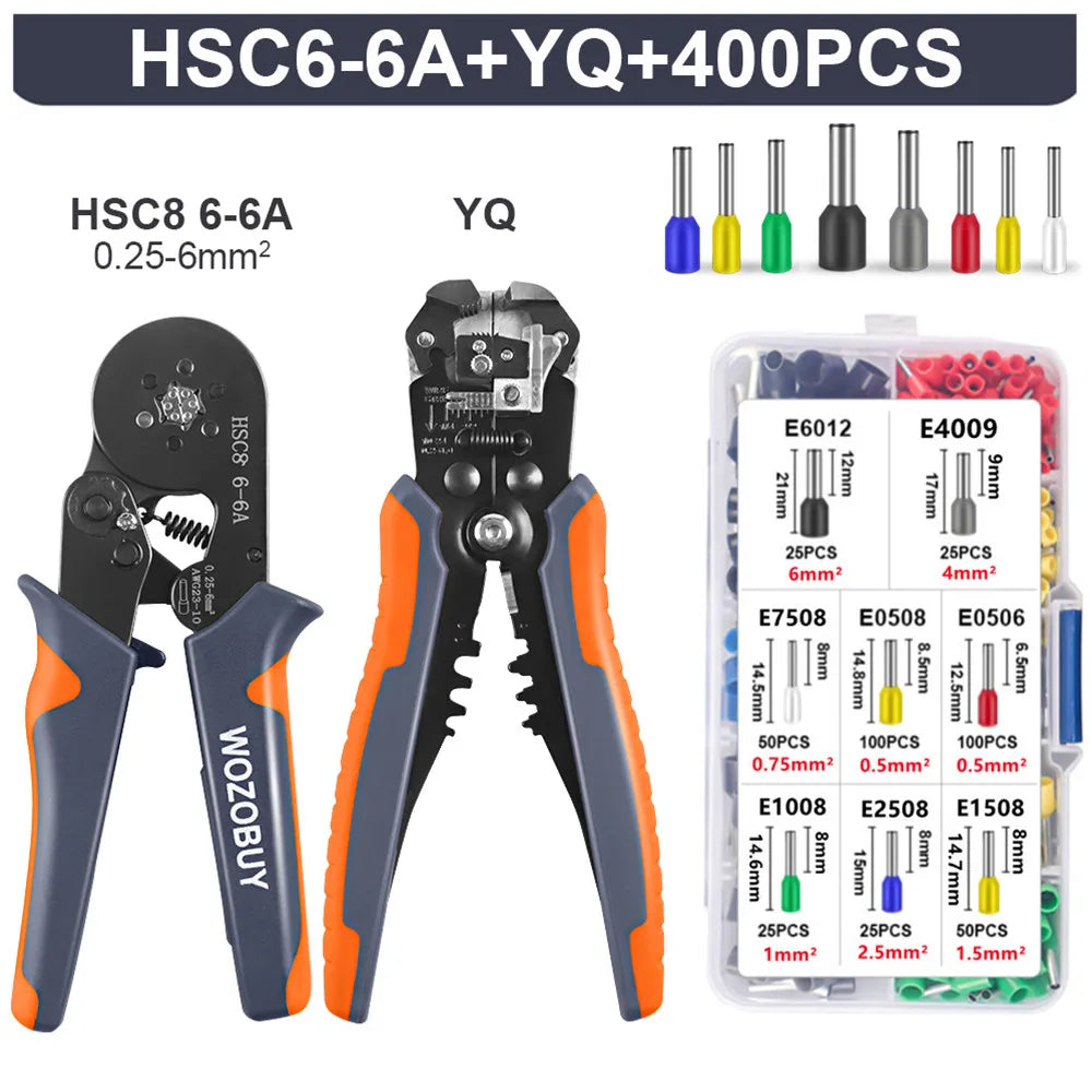 WOZOBUYDIY Ferrule Crimping Tool Kit Ratchet Wire Stripper Crimpers
