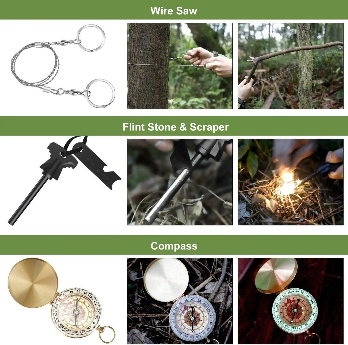 16 In 1 Survival Kit With Multi Tool For Camping And Outdoors