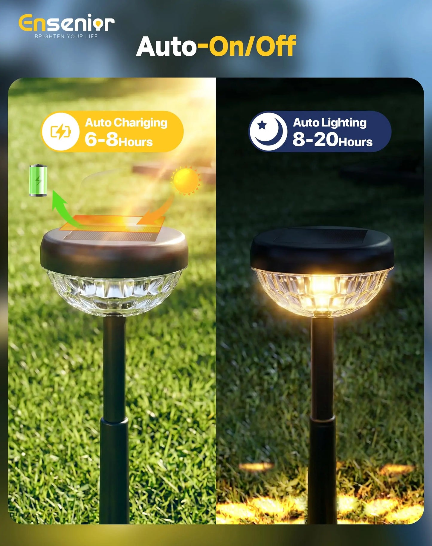 Solar Pathway Lights 8 Pack Adjustable Height LED IP65 Waterproof Outdoor