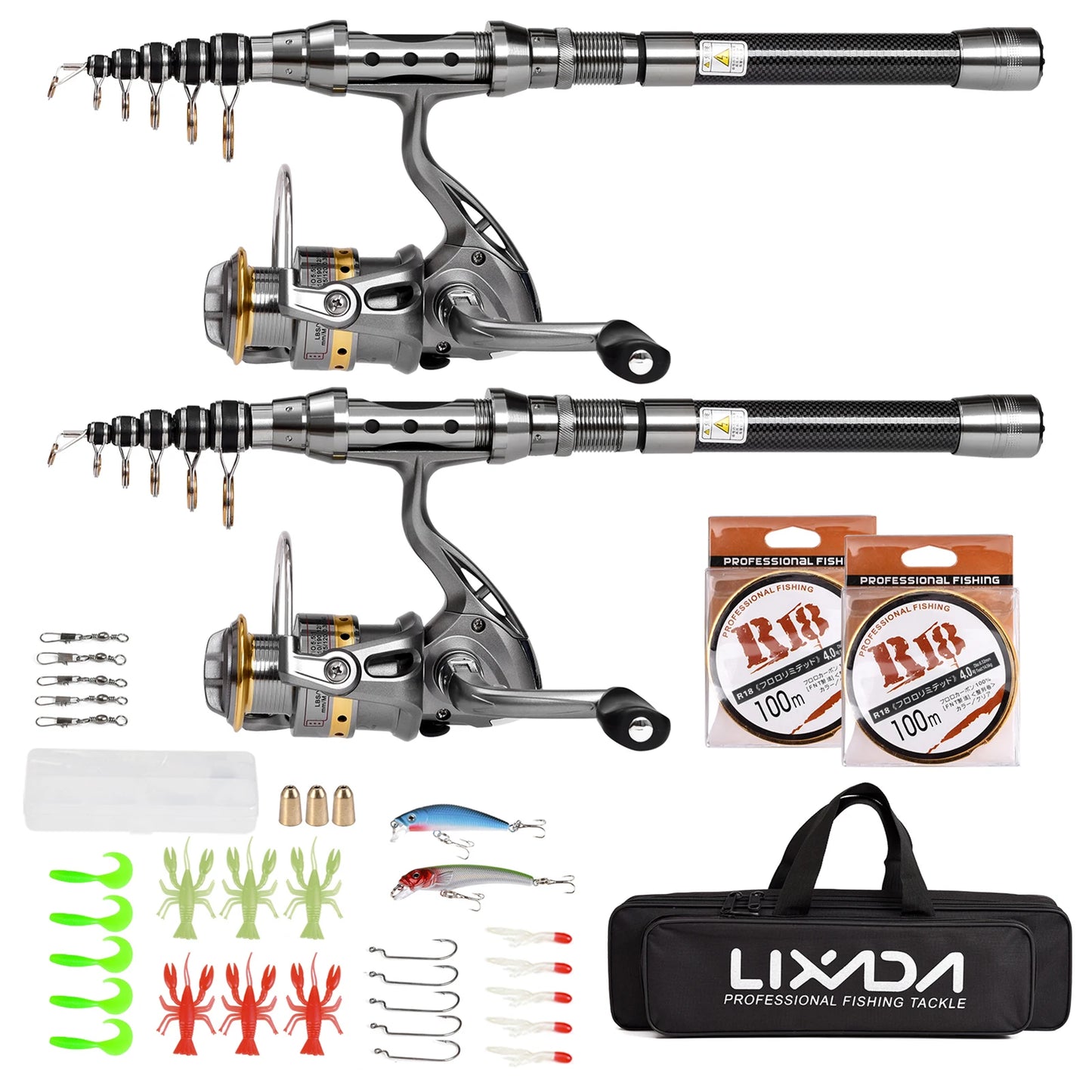Telescopic Fishing Rod And Reel Combo Set Carbon Fiber Portable
