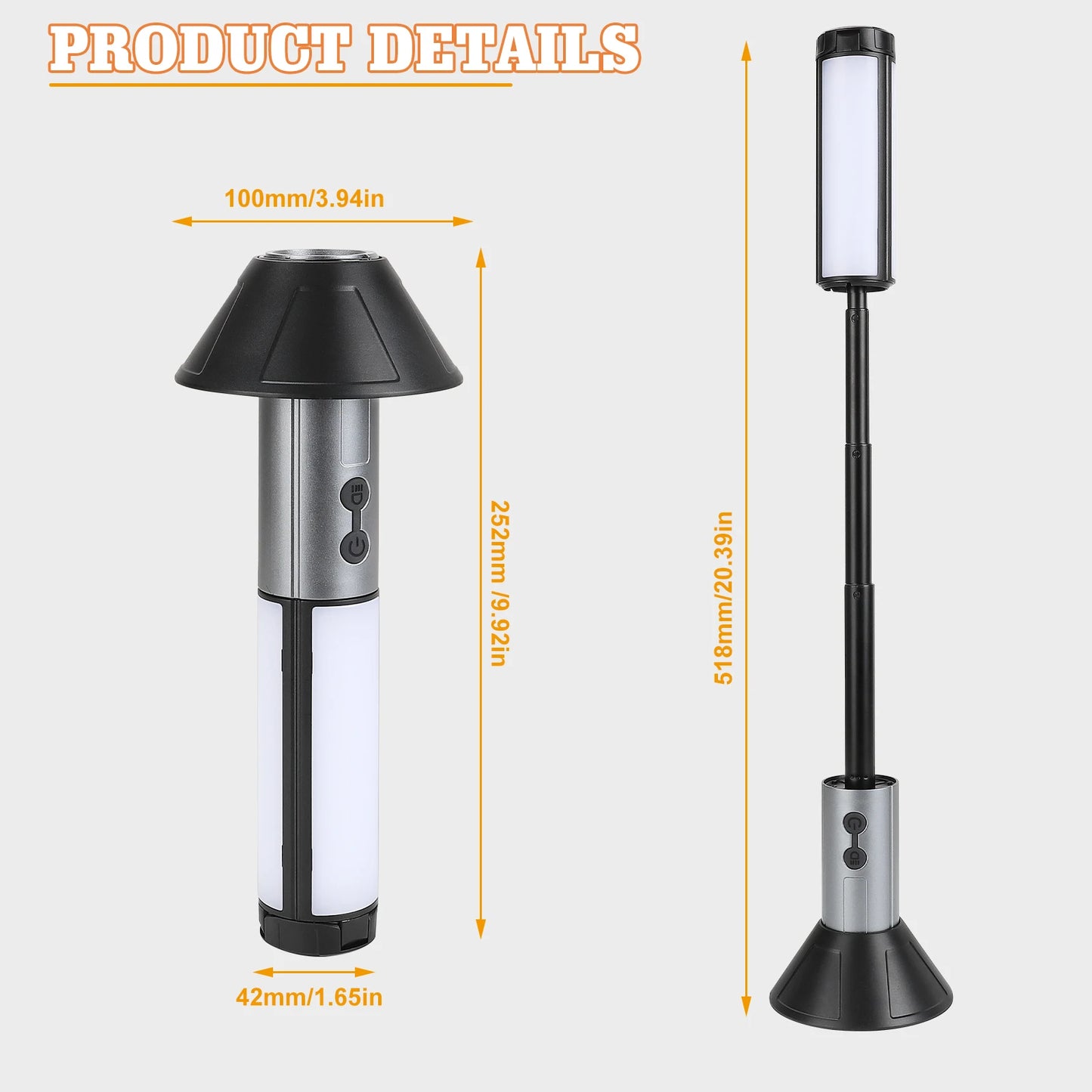 2 In 1 Rechargeable Camping Lantern And Flashlight Telescopic Outdoor Hook