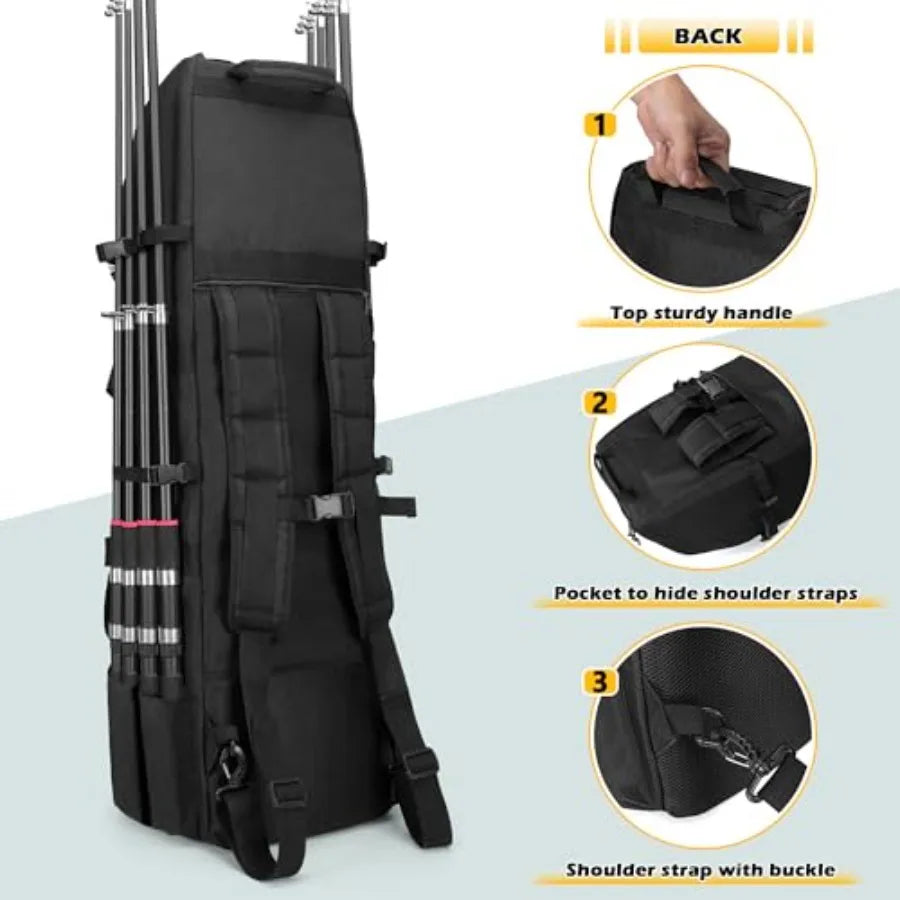Fishing Backpack Holds 8 Rods and Reels with Molle System