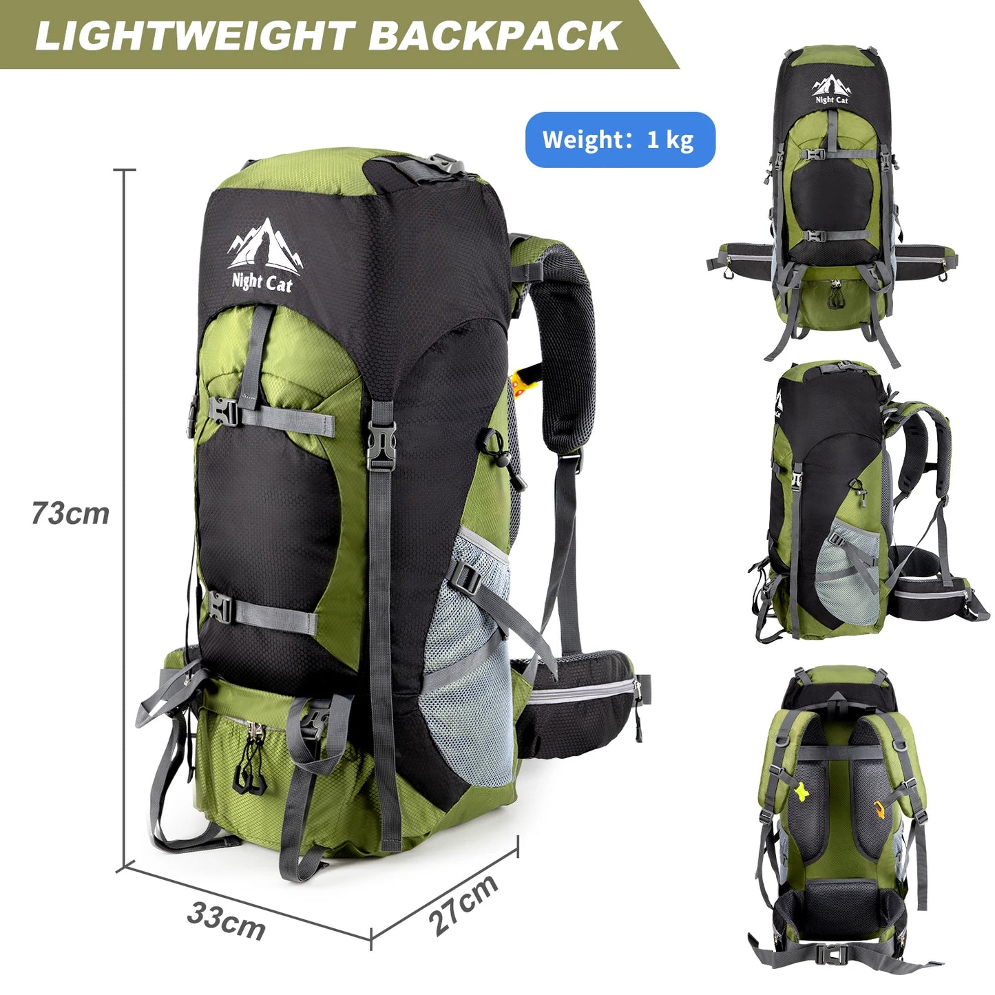 NONECN Hiking Backpack Unisex Lightweight Waterproof Outdoor Travel Pack